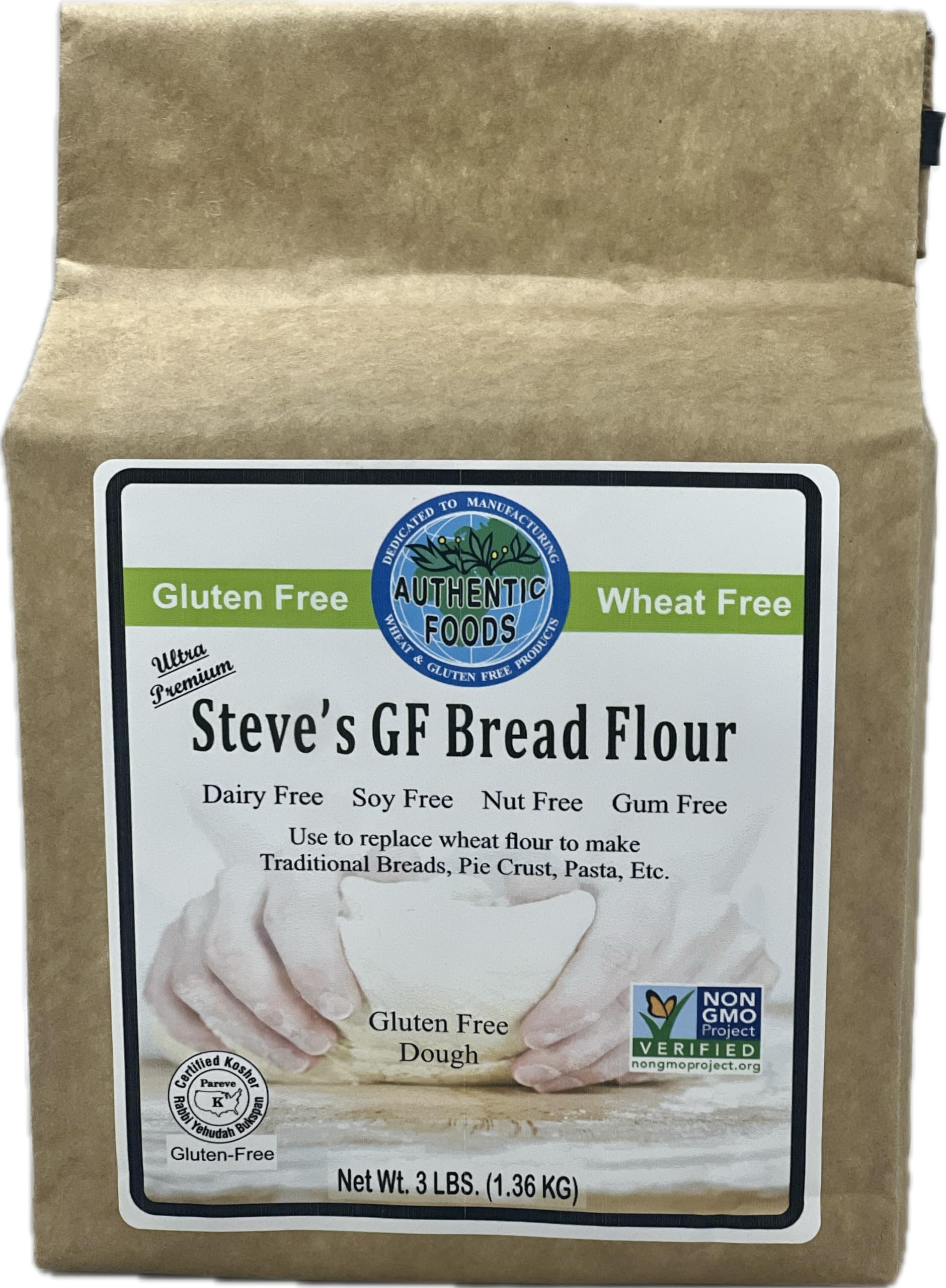 Steve's GF Bread Flour Blend by Authentic Foods - Gluten Free Baking Flour for Bread, Pizza & Pastries - Perfect for Celiac Diet & Home Bakers