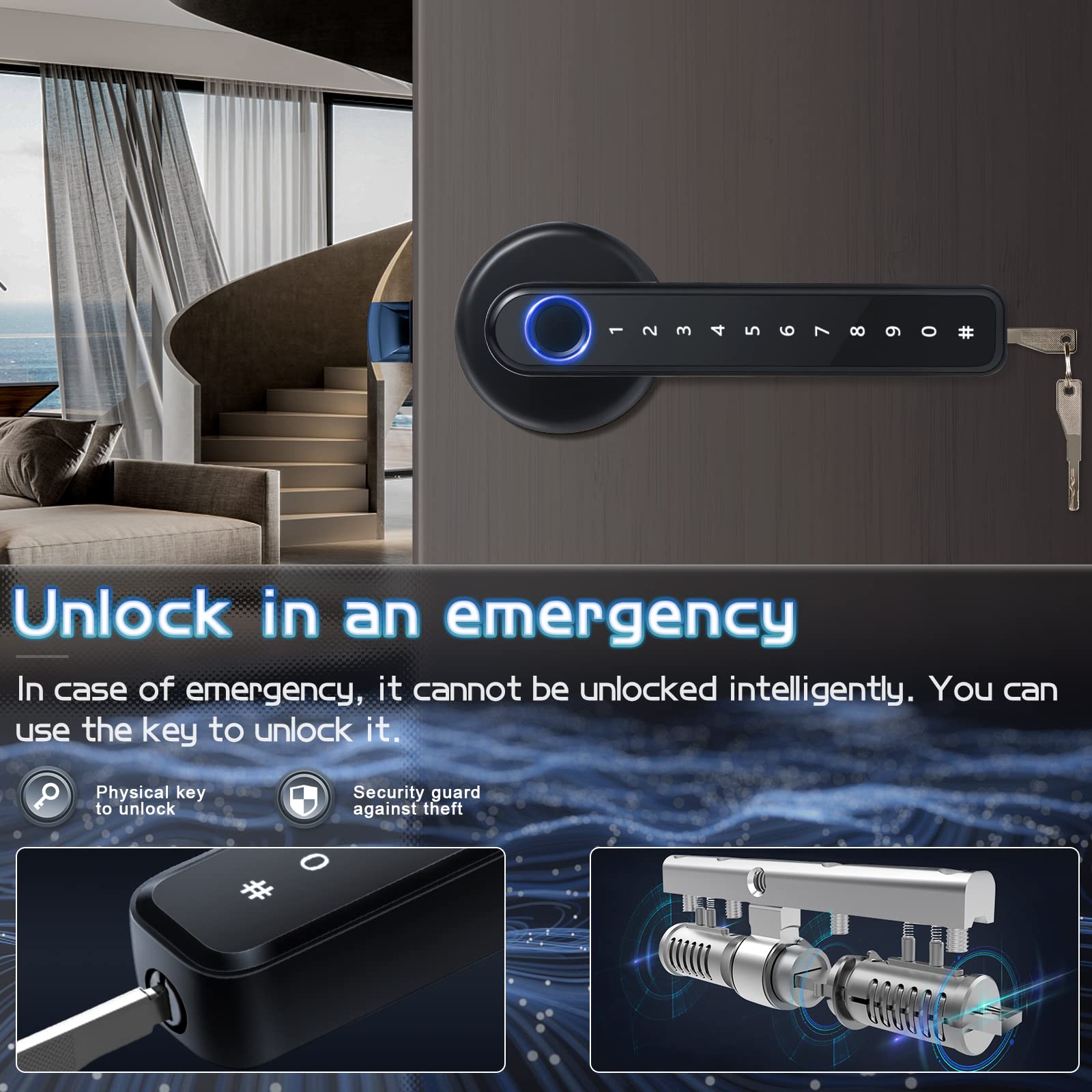 Smart Fingerprint Door Lock - Keyless Entry for Home & Office
