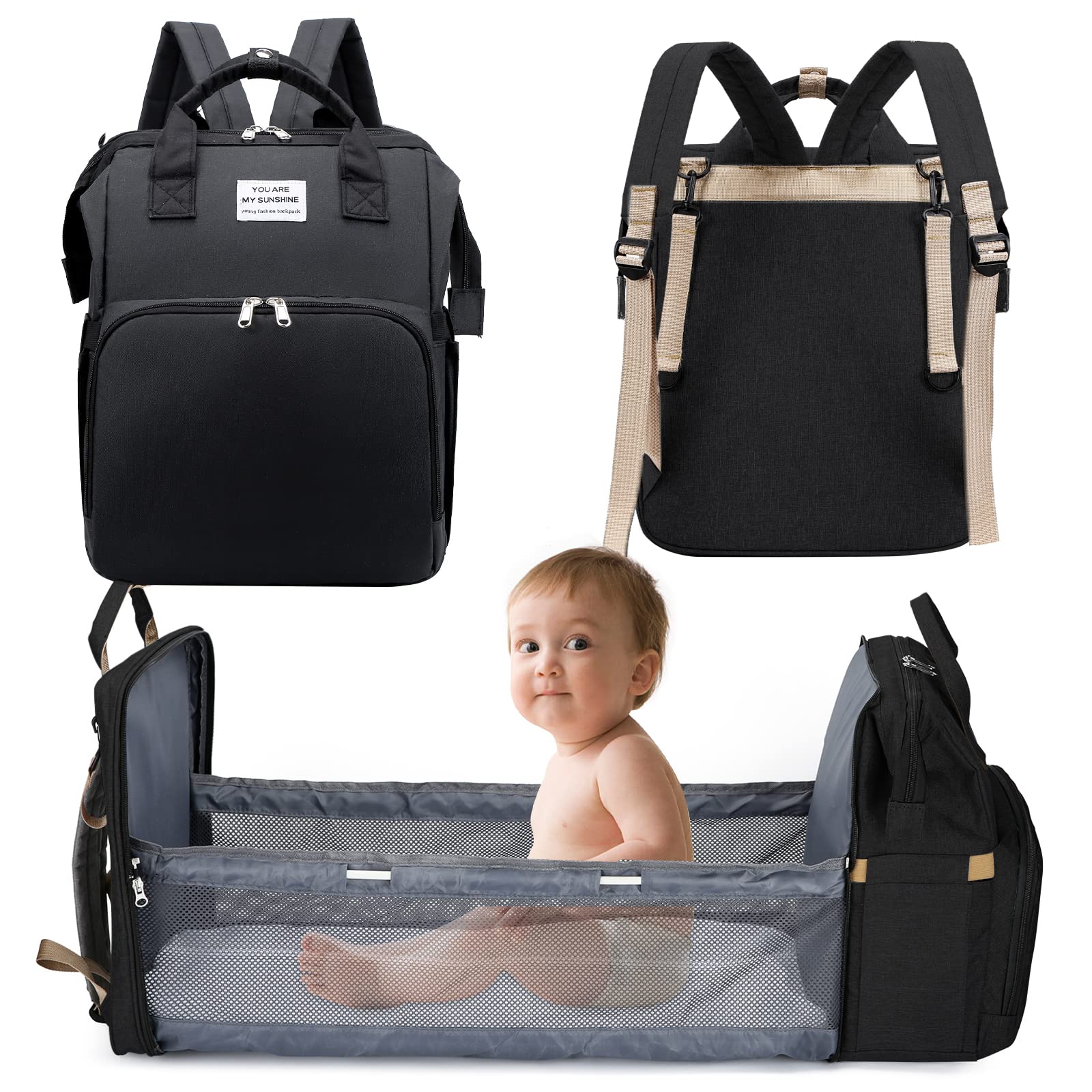 Fengoo Waterproof Diaper Backpack - Multifunctional Travel Baby Bag with Changing Station, Stylish Maternity Backpack for Moms | Perfect for Daycare, Travel & On-the-Go Parenting