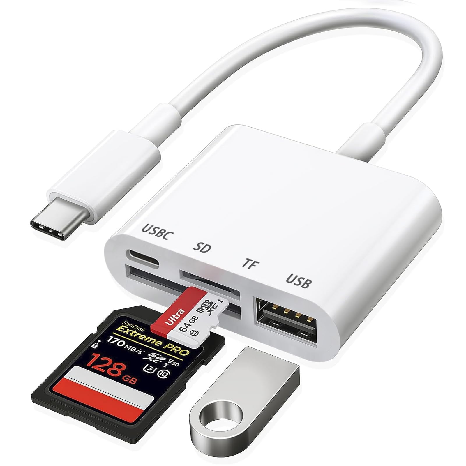 Avigers USB C SD Card Reader - 4-in-1 Type C Memory Card Adapter with USB & Charging Port for iPhone 15, iPad, MacBook, Galaxy - Compatible with MicroSD/SD Cards - Perfect for Travel, Photography & File Transfer
