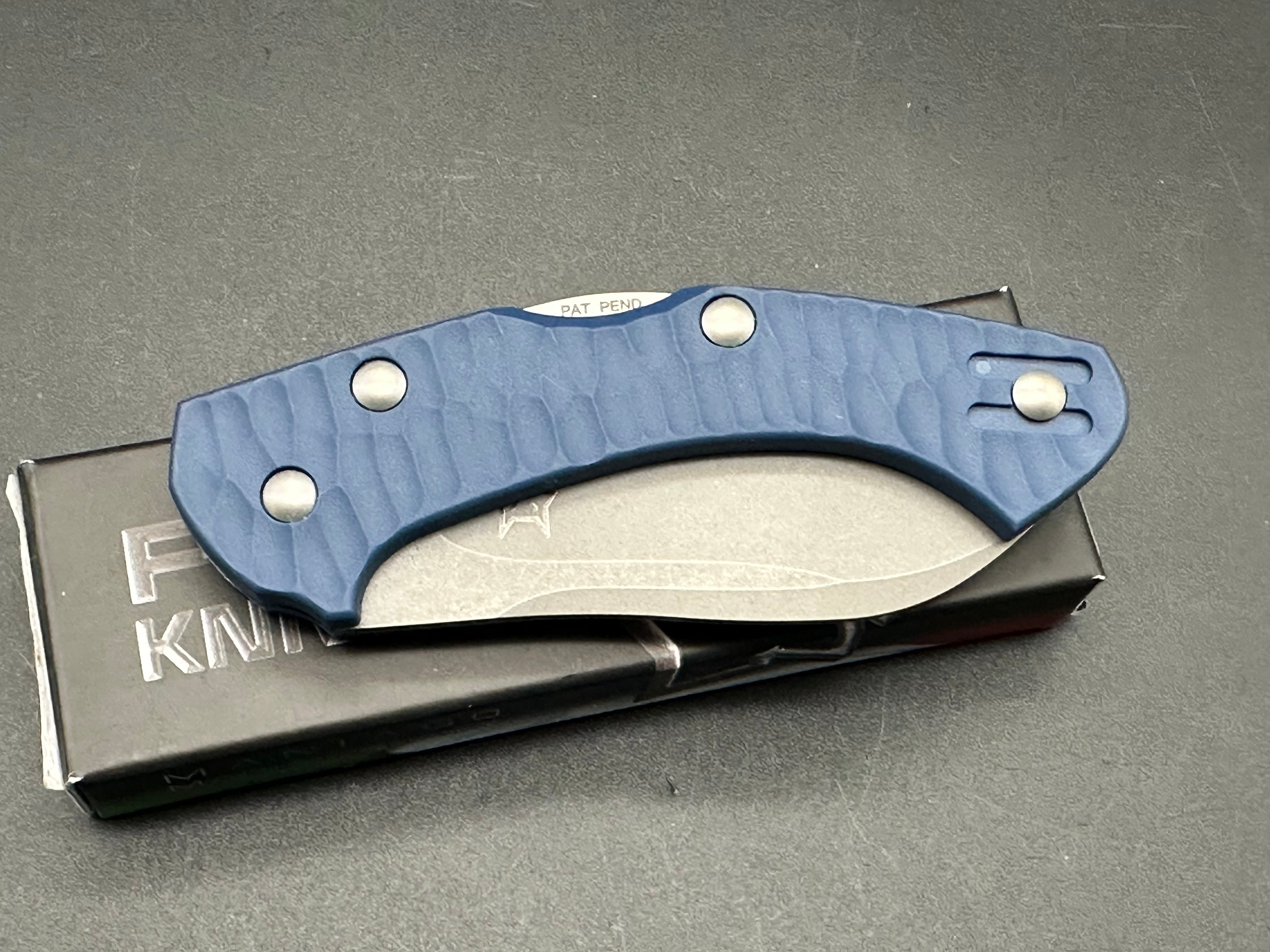 Fox Knives Anso Zero Exclusive Folding Knife - Blue G10 Handle, N690 Stonewash Blade - EDC, Camping, Outdoor Survival Gear