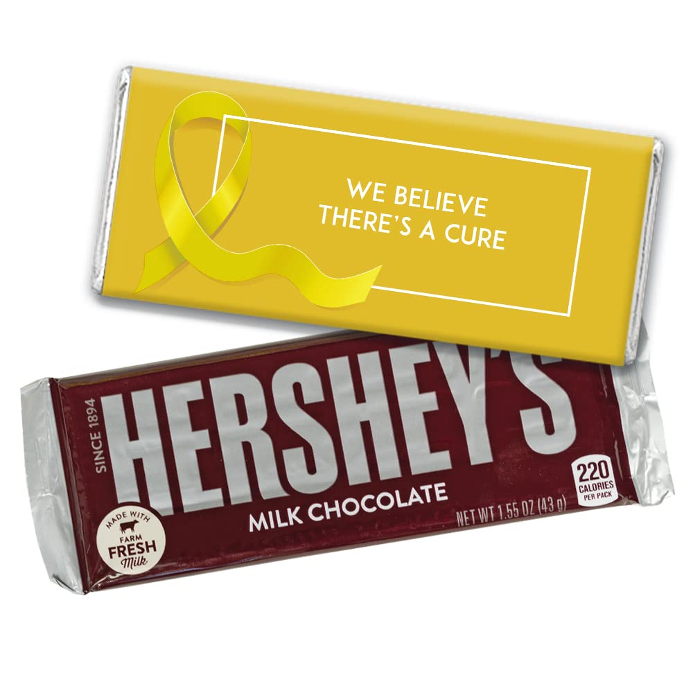 72 Count Yellow Ribbon Bladder Cancer Awareness Custom Chocolate Bars - Personalized Wrapped Candy with Bulk Packaging (72 Pieces) - Perfect for Fundraisers, Charity Events & Corporate Gifts