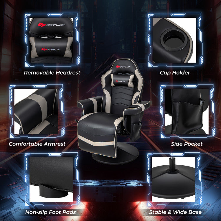 Costway Ergonomic Gaming Recliner Chair with 8 Massage Modes, Adjustable Backrest & Footrest, Height Adjustable - Perfect for PC Gaming, Console Gaming & Home Theater Relaxation