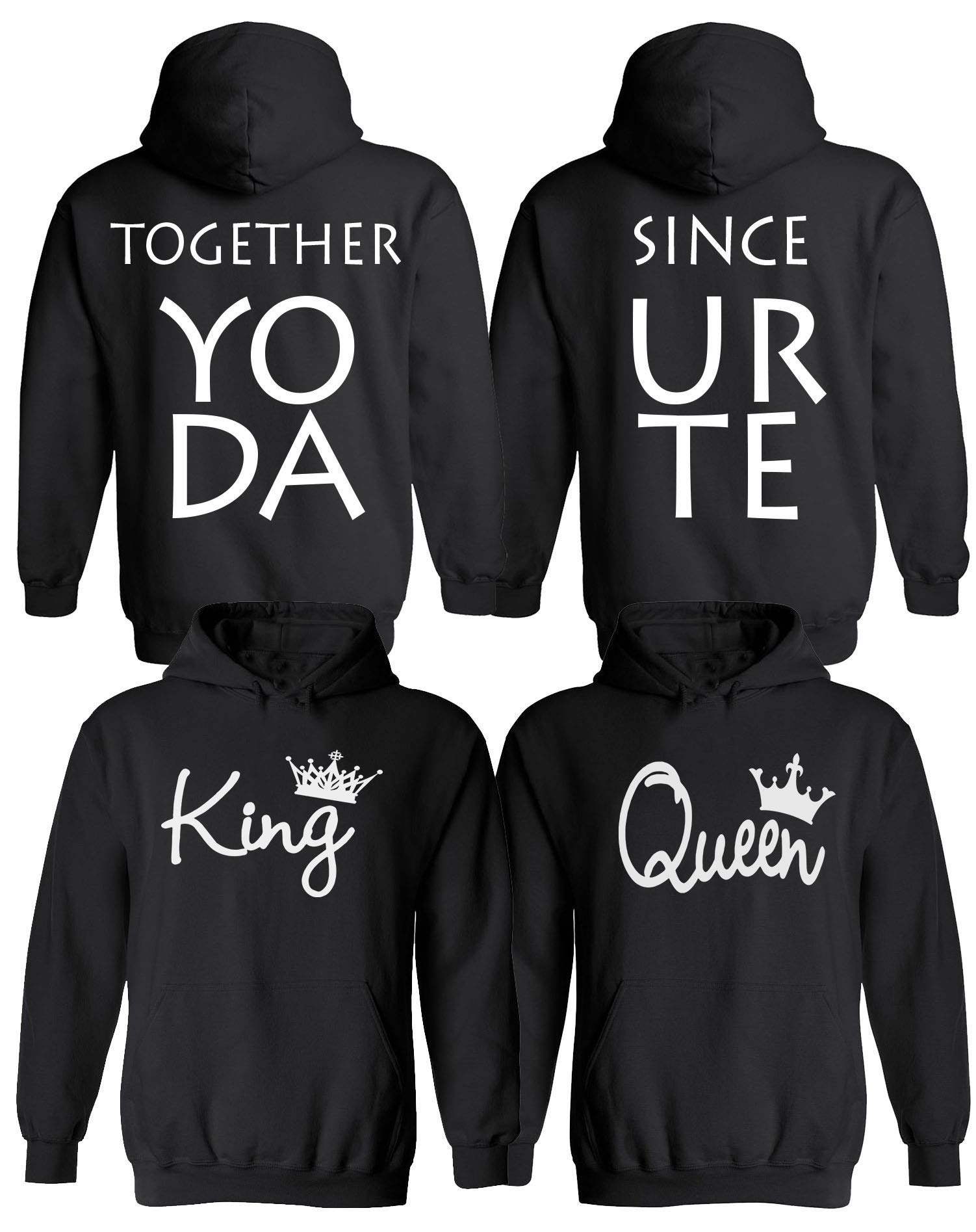 Personalized King & Queen Matching Couple Hoodies - His and Her Anniversary Sweatshirts - Custom Date Since [Your Year] - Perfect for Valentine's Day, Christmas Gifts & Couple Photoshoots