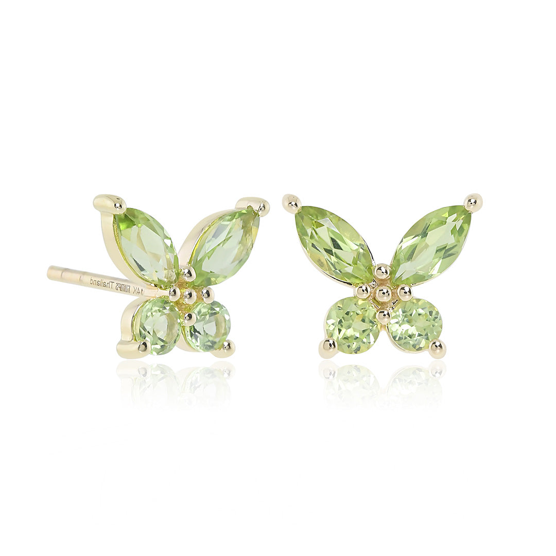 Peridot Papillon Earrings – Dainty Butterfly Studs for Women | Perfect for Weddings, Parties & Everyday Elegance
