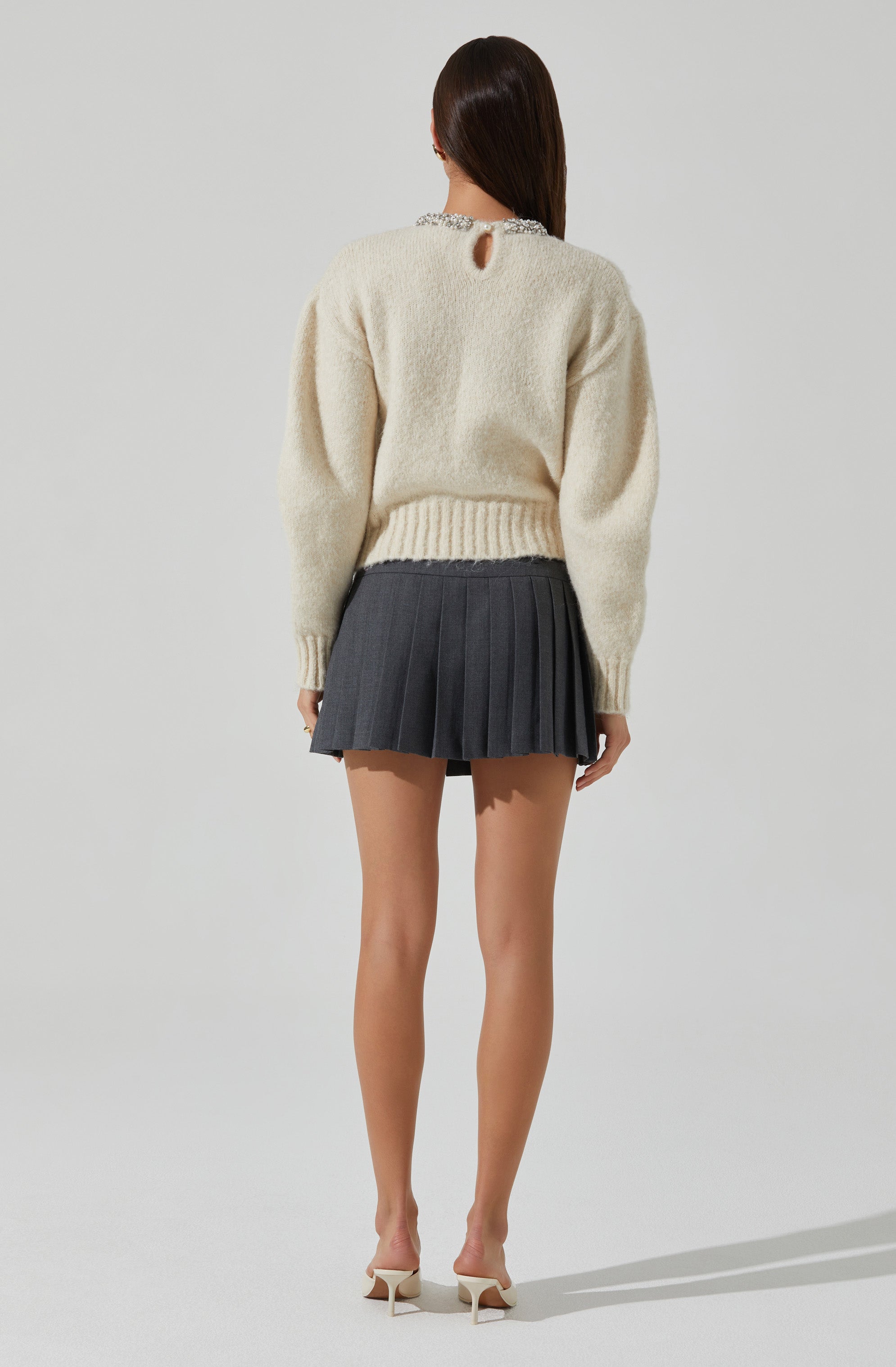 Rowyn Embellished Collar Sweater for Women - Elegant Knit Top with Decorative Details | Perfect for Office Wear, Date Nights & Fall Outfits