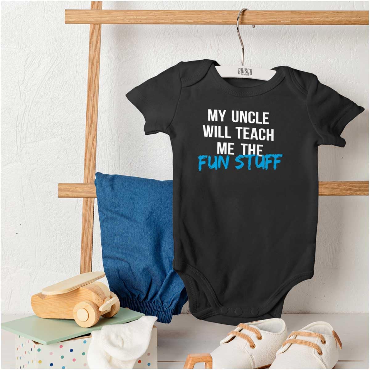 My Uncle Will Teach Me The Fun Stuff Baby Romper - Cute Unisex Infant Bodysuit for Boys & Girls | Perfect for Playtime, Family Photos & Everyday Wear
