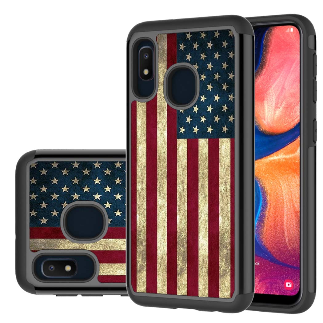 **Samsung Galaxy A10E Phone Case for Women - Heavy Duty Shockproof Rugged Protective Cover with Dual Layer Design (USA Flag) - Perfect for Outdoor, Work & Daily Use**