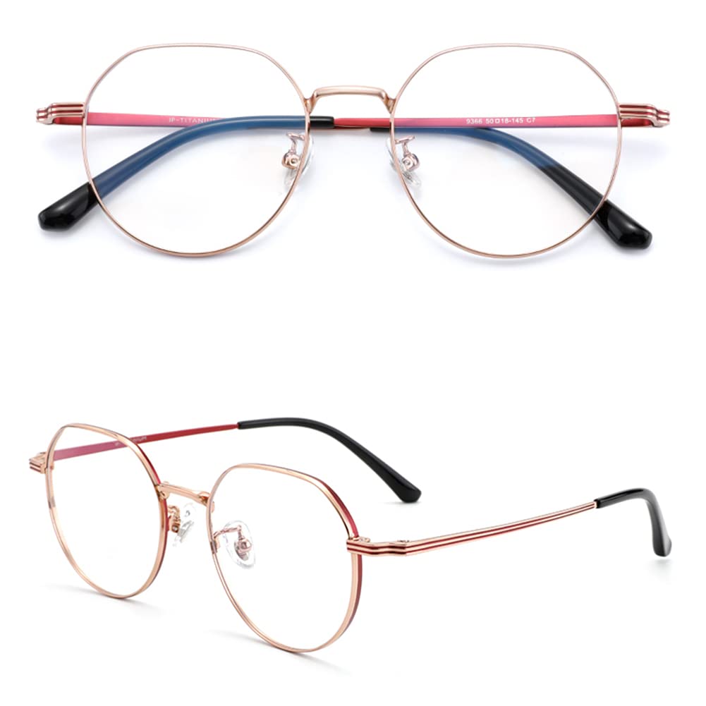 Women's Titanium Blue Light Blocking Reading Glasses - HD Anti-Radiation Presbyopic Glasses with 1.56 Aspheric Resin Lens +1.0 to +3.0 Diopter, Lightweight Oversized Frame for Computer Work & Screen Time