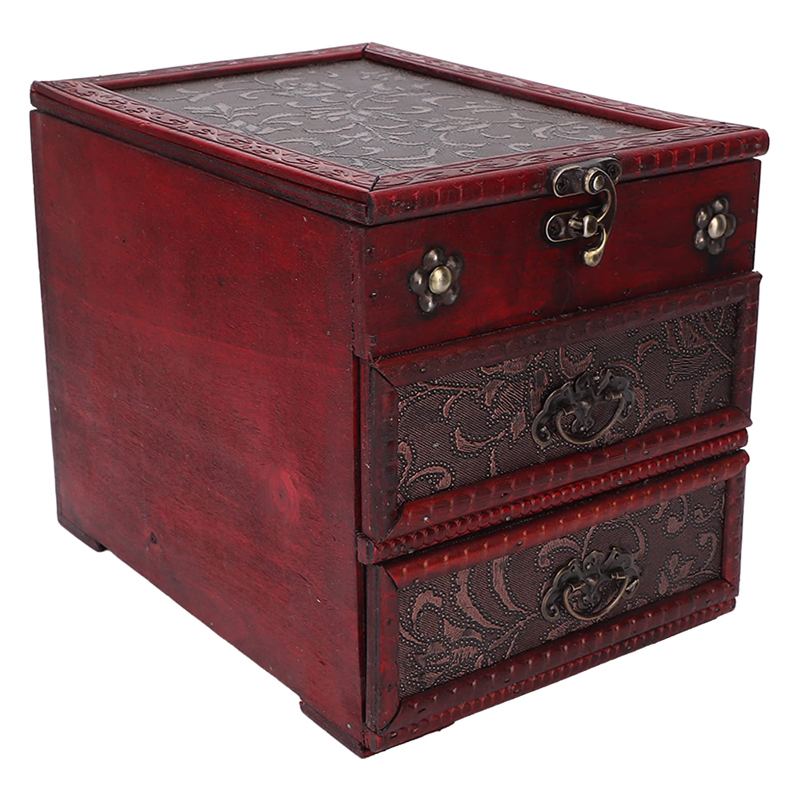 Treasure Chest Jewelry Box - Wood & Leather Jewelry Organizer with Mirror for Women | Perfect for Bedroom, Study & Living Room Storage | Elegant Gift for Her