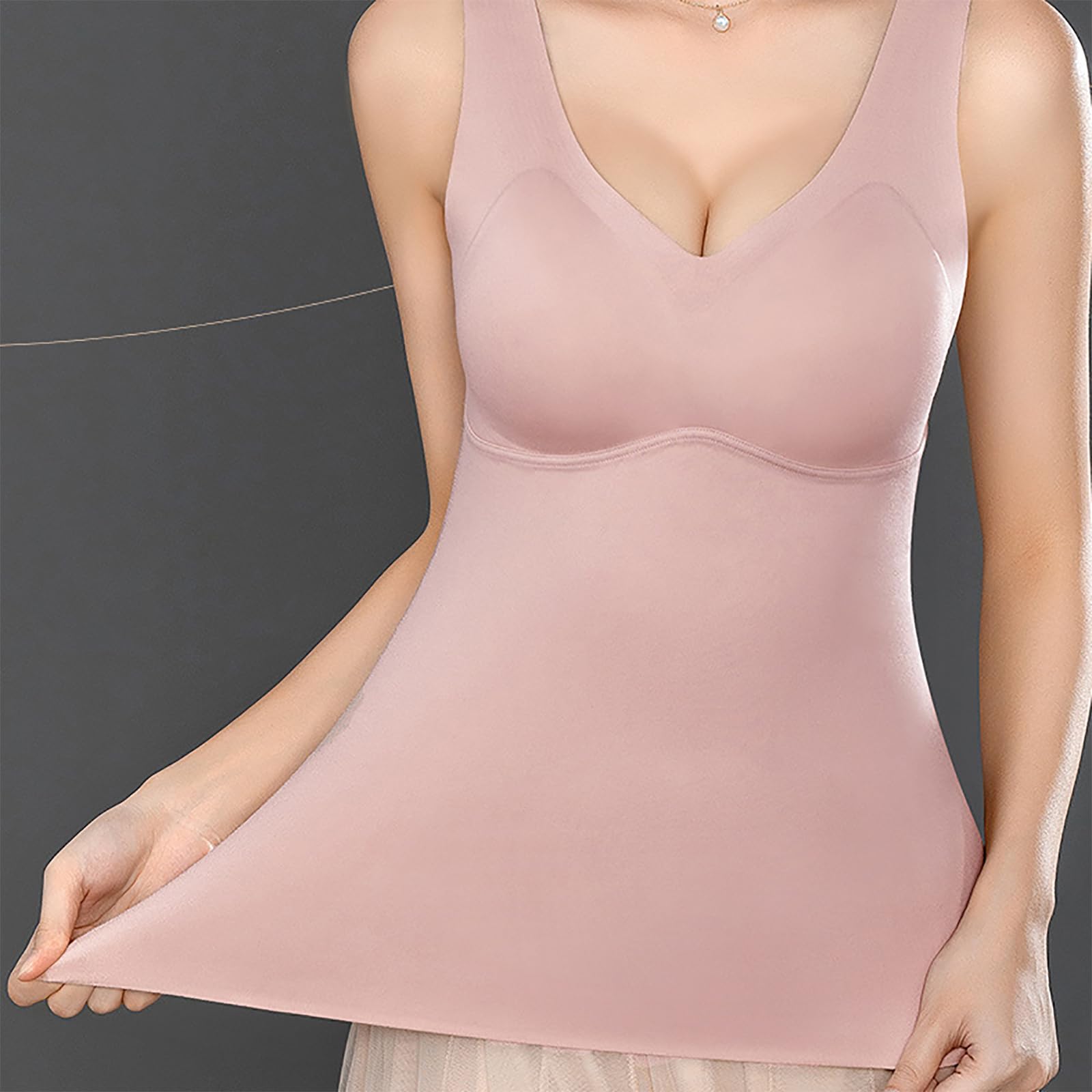 Carethier Fiberfit Hourglass Sculpting Self-Heating Vest for Women - 2-in-1 Thermal Underwear with Built-in Support | Perfect for Cold Weather, Yoga & Layering