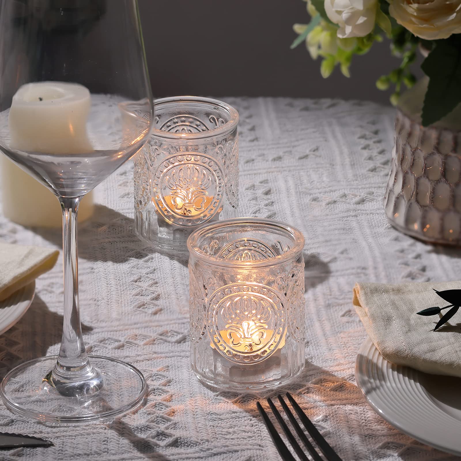36pcs Clear Glass Votive Candle Holders - Bulk Tea Light Candle Holders for Wedding Centerpieces, Party Decor, Dinner Tables & Home Decoration - Perfect for Romantic Ambiance, Holiday Lighting & Special Events
