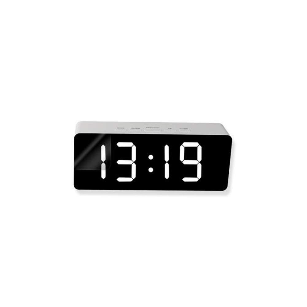 Multi-Function LED Mirror Clock with Alarm - Touch Screen Makeup Vanity Mirror & Digital Electronic Clock for Bedroom, Bathroom, and Dressing Table