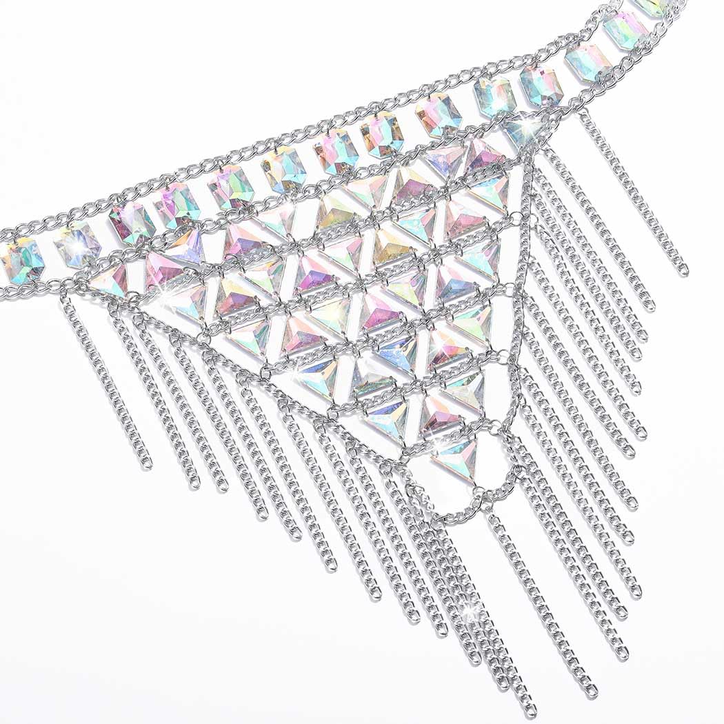 CanB Rhinestone Body Chain - Boho Crystal Waist Belly Chain Jewelry for Women | Festival, Beach, Rave & Party Accessories | Silver Body Jewelry for Outfits & Swimwear