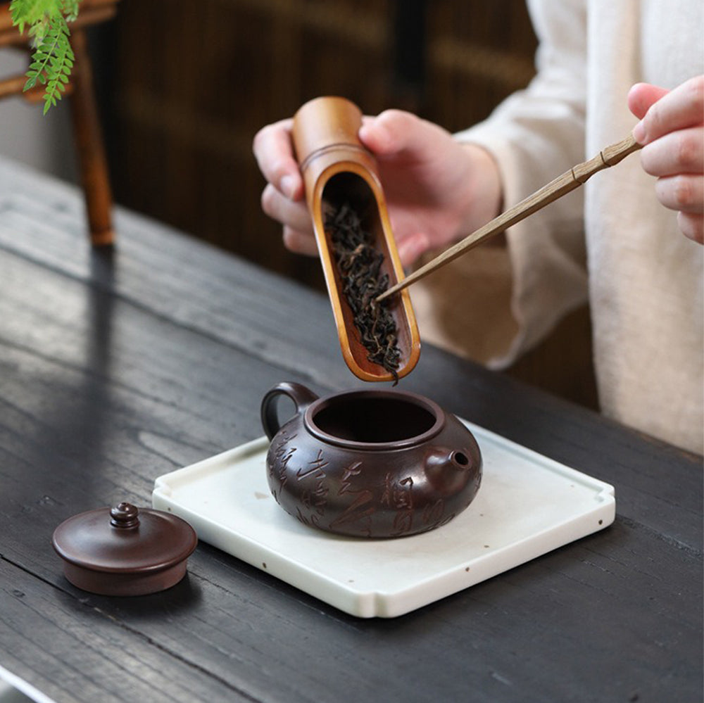 Handcrafted Yixing Purple Clay Teapot for Chinese Calligraphy & Tea Ceremony - Perfect for Gongfu Tea, Zen Meditation & Artistic Display