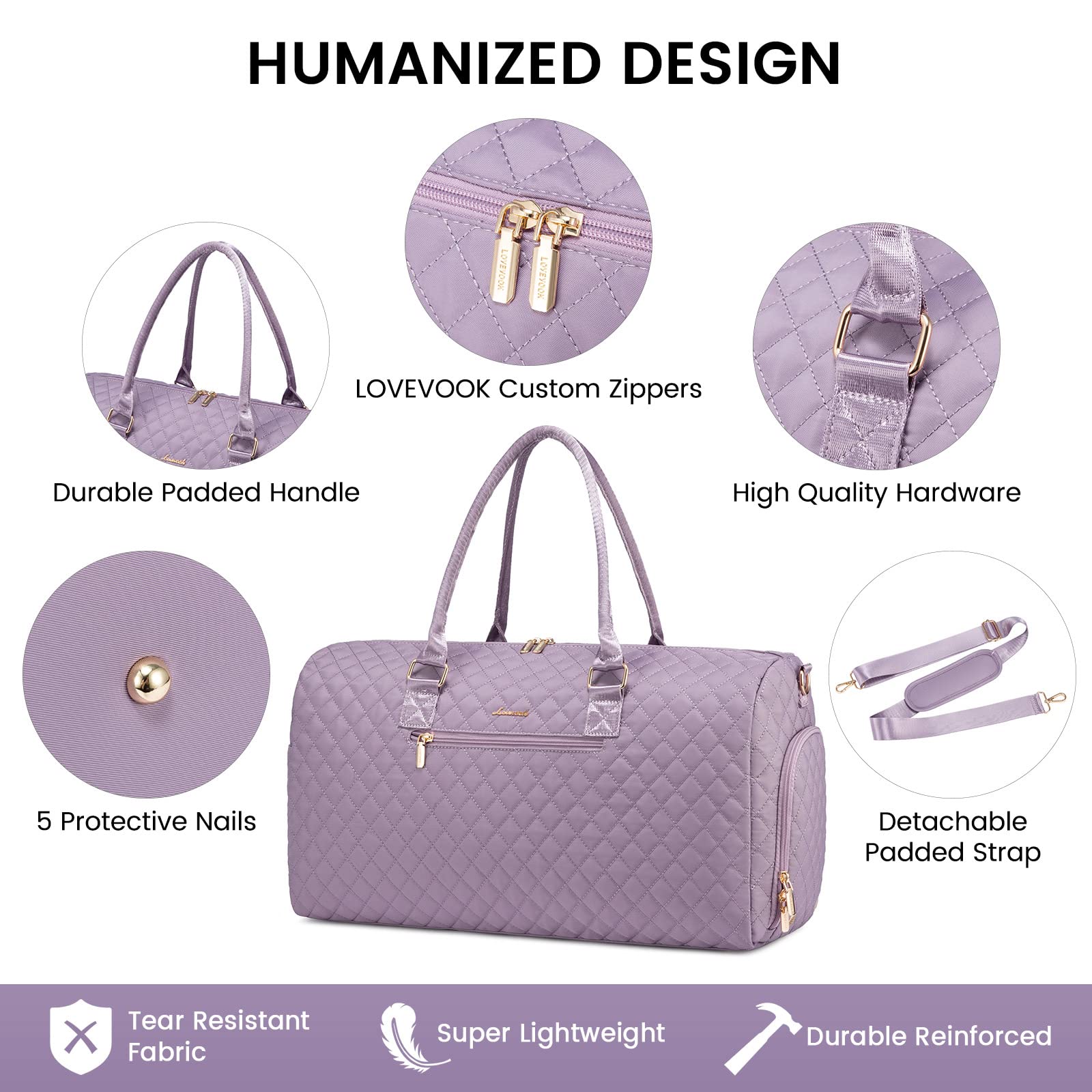 LOVEVOOK Women's Travel Duffle Bag - Waterproof Weekender Overnight Bag with Shoe Compartment & Wet Pocket - Perfect for Gym, Hospital Delivery, Weekend Getaways & Airplane Carry-On