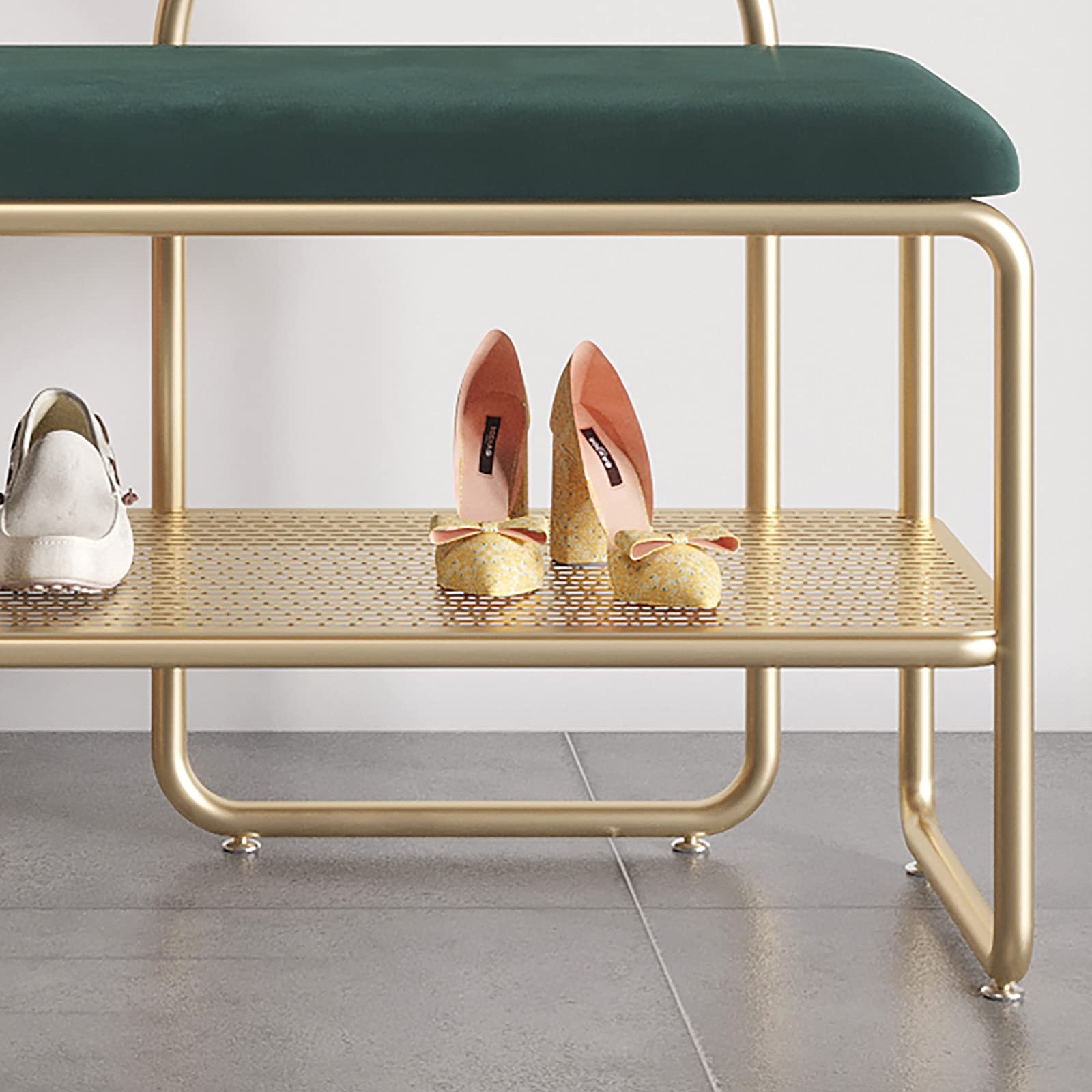 XIAOQIAO Shoe Bench with Storage - Modern Nordic Style Iron Shoe Rack with Seat Cushion - Entryway Hallway Organizer for Home, Closet & Dorm Room (62x32x45cm) - Perfect for Small Spaces & Quick Shoe Changes