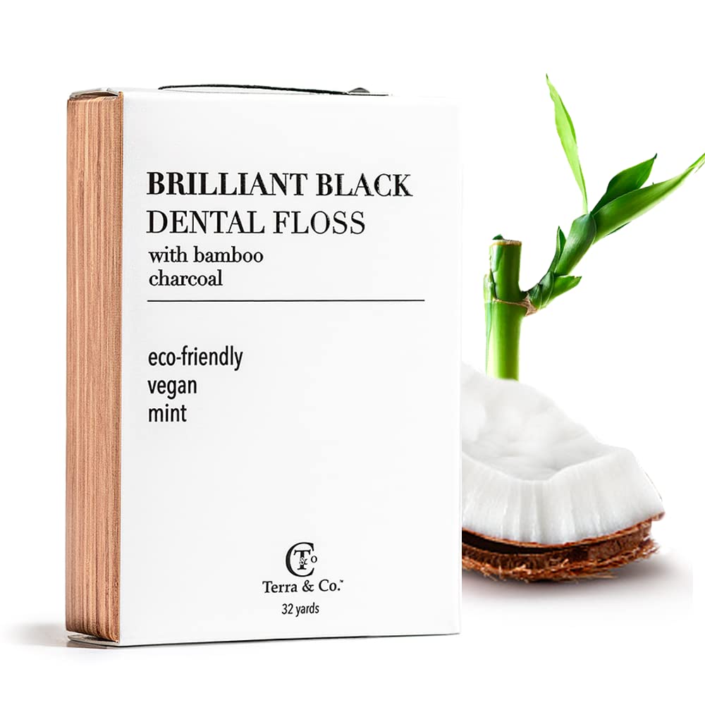 Organic Teeth Whitening Dental Floss with Activated Bamboo Charcoal - Vegan, Cruelty-Free & All Natural (32 Yards) | Luxury Oral Care for Fresh Breath & Stain Removal | Perfect for Travel, Home & Office Use