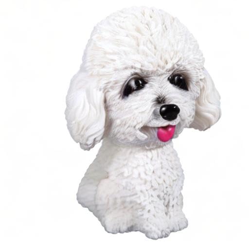 1Pcs Car Bobblehead Shaking Dog Toy - Resin Simulation Poodle White Dashboard Decor for Car & Home | Fun Car Accessories & Gift for Dog Lovers