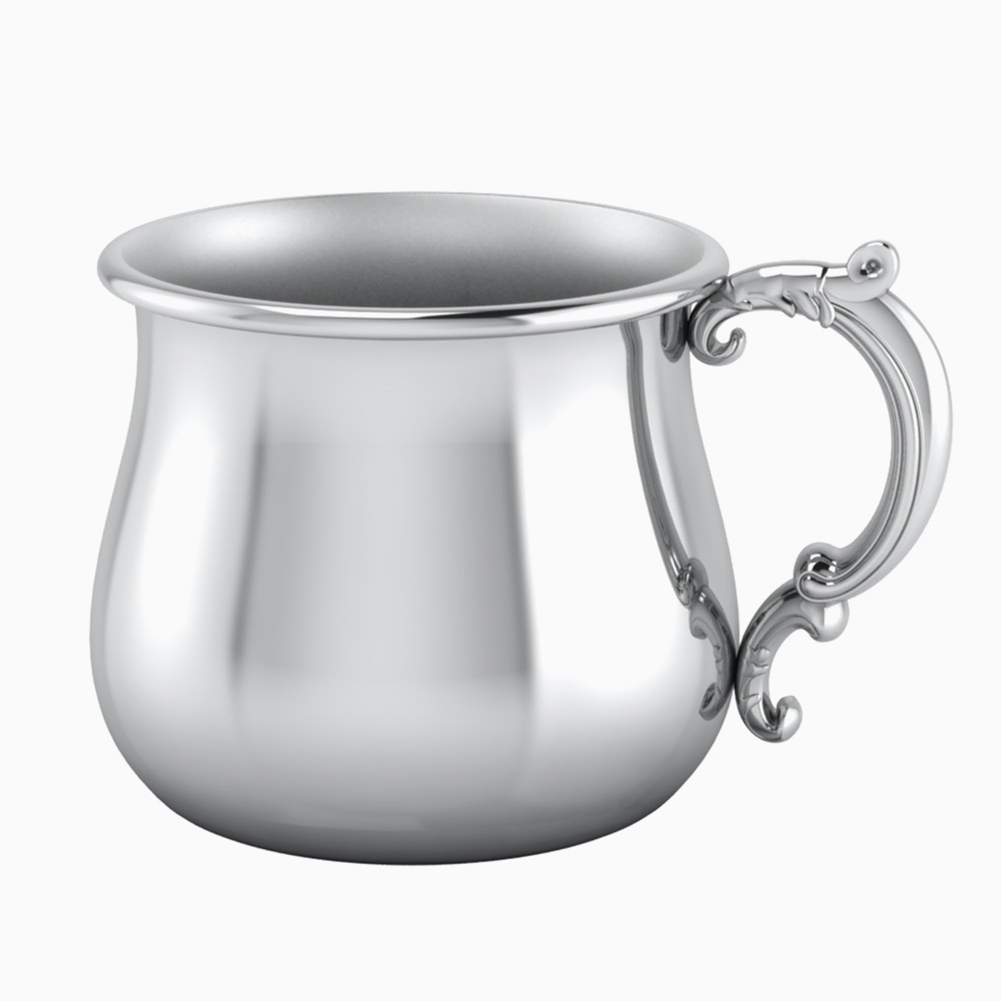 Silver Plated Victorian Handle Baby Cup - Engravable Personalized Keepsake Gift for Christening, Baptism & Newborn Celebrations - Elegant Gift Box Included