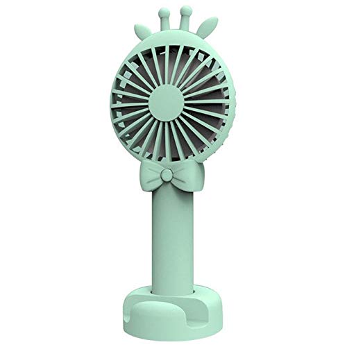 Gylazhuzizfs Portable USB Rechargeable Handheld Fan - 3-Speed Adjustable Mini Desk Fan with Stand, Quiet Cooling Fan for Office, Home & Travel (Green)