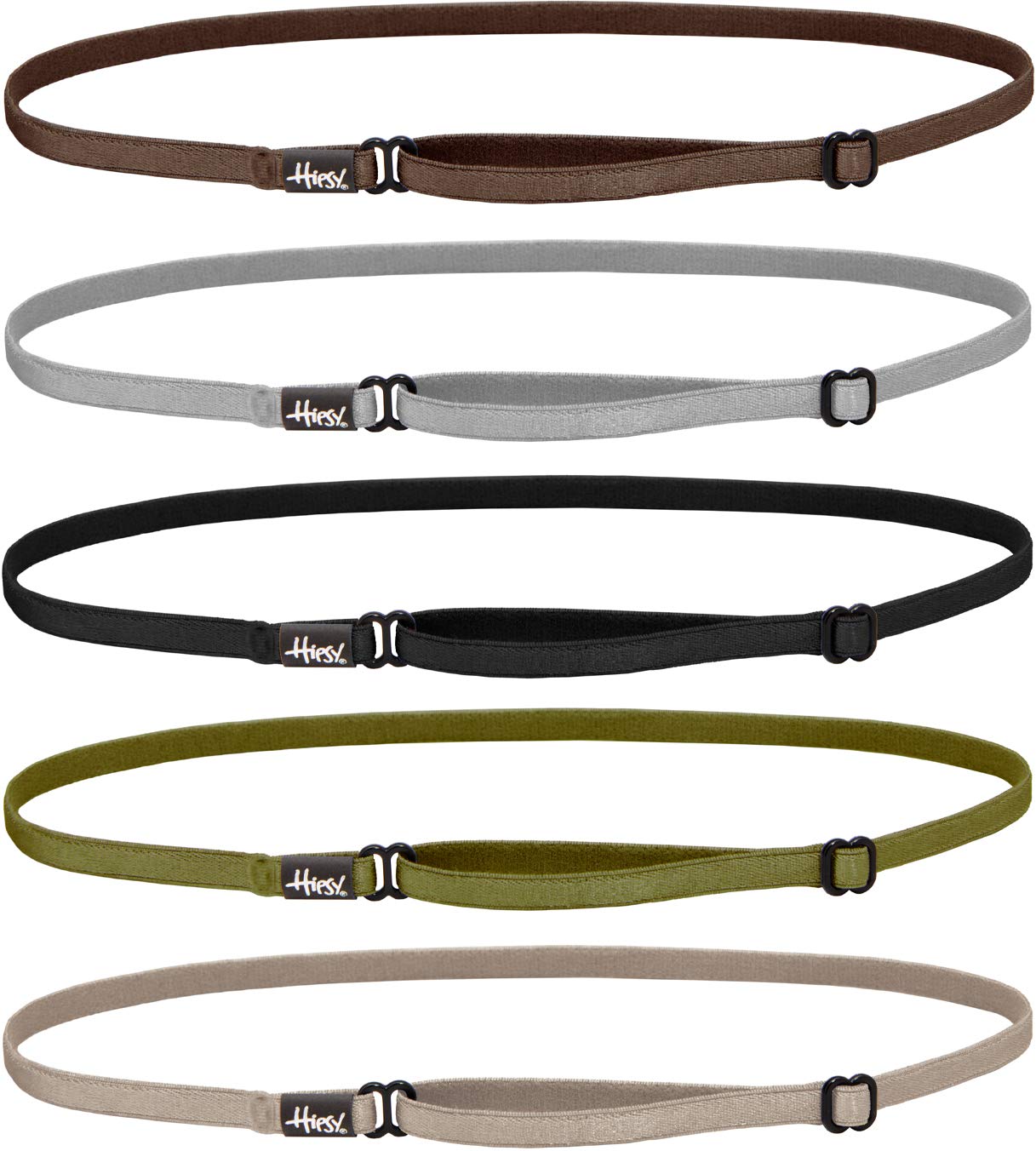 Hipsy Ellies Women's Stretchy Adjustable Sports Headbands - 5 Pack for Running, Workout, Yoga & Fitness - Non-Slip Sweat-Wicking Hairbands for Active Women