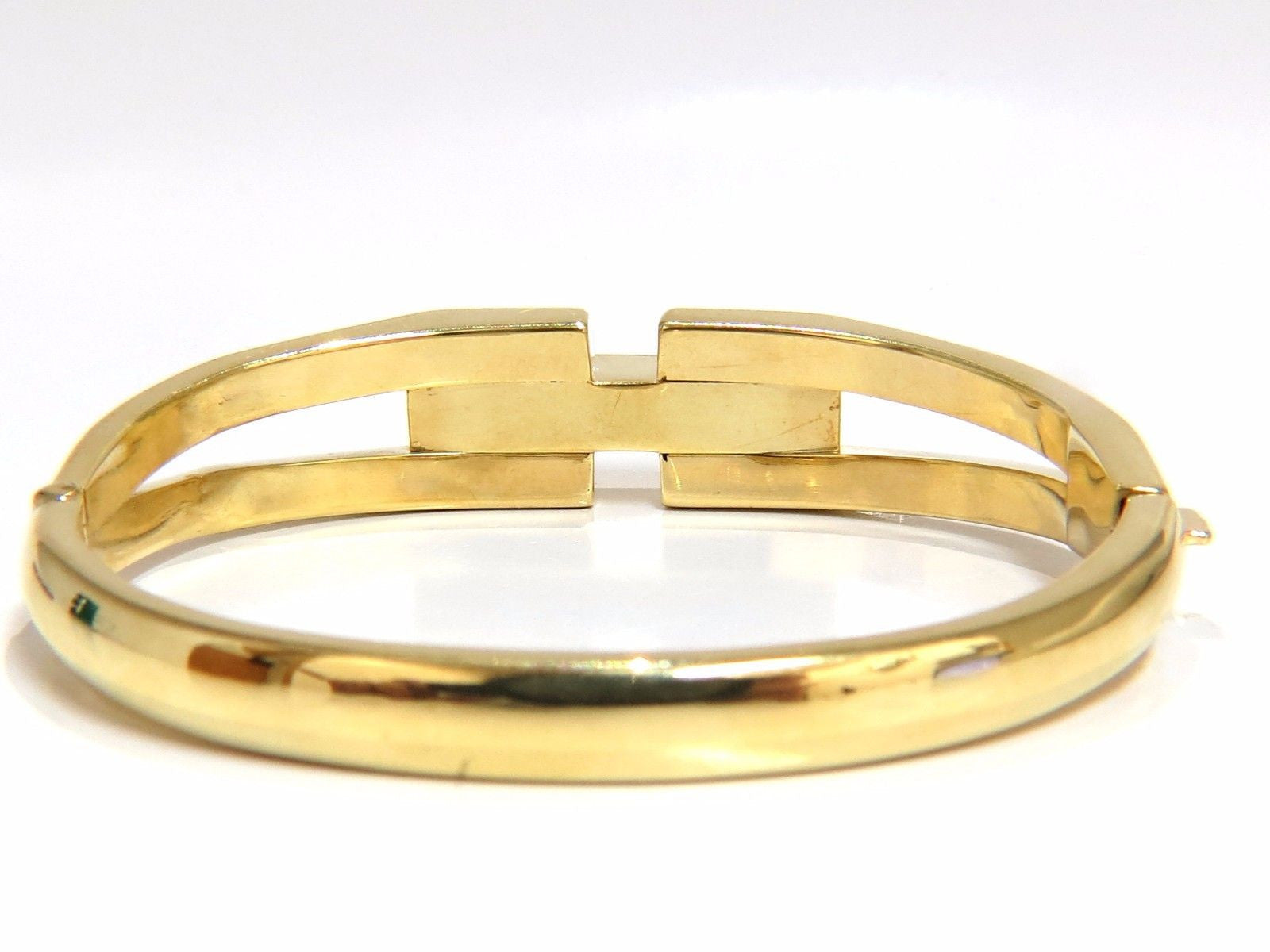 14Kt Gold Bangle Bracelet with 0.70ct Round Natural Diamonds - Raised Bar Deco Design for Women's Luxury Jewelry, Perfect for Weddings, Anniversaries & Special Occasions