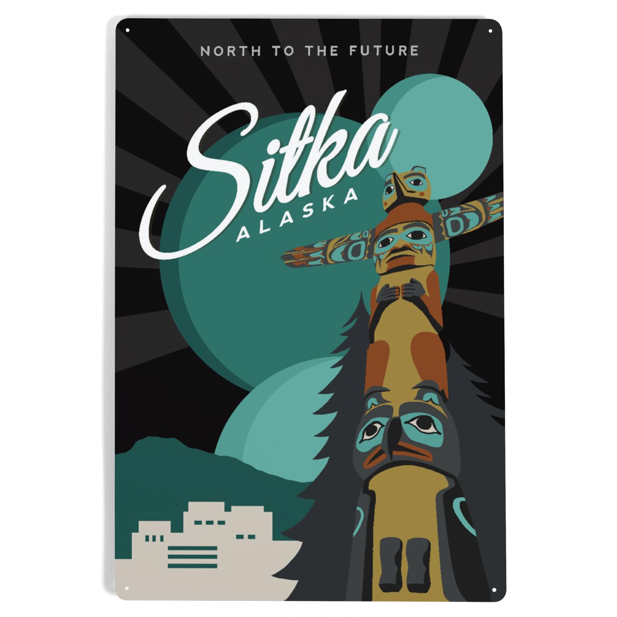 Lantern Press 12x18 Inch Sitka Alaska Totem Metal Wall Sign - Vintage Decor for Home, Office, Bar & Cabin - Perfect for Rustic & Coastal Interior Design