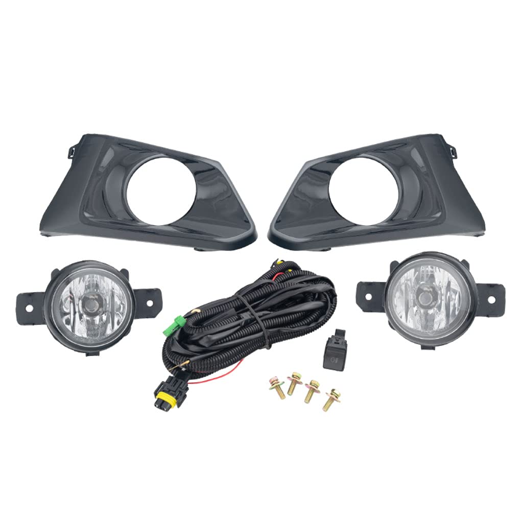 2019-2020 Nissan Altima Fog Light Assembly Kit - Complete Set with Left/Driver & Right/Passenger Side Lights, Bezel, Wiring Harness & Switch | Perfect for Night Driving, Foggy Conditions & Enhanced Road Visibility