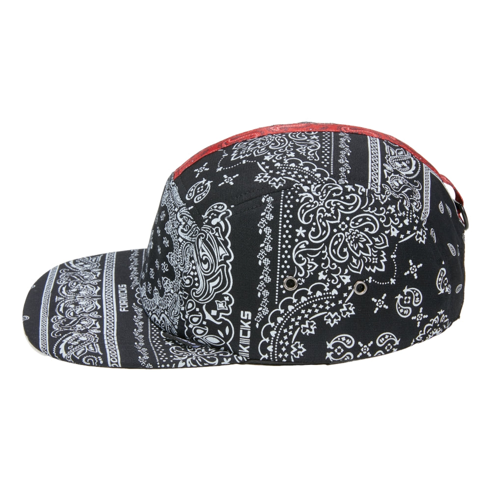 FORKICKS Reflective Paisley Print Baseball Cap - Black Unisex Adjustable Hat for Running, Cycling & Outdoor Activities