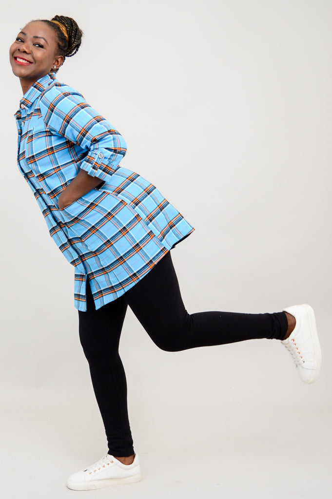 Larissa Tunic Top - Stylish Peko Plaid Cotton Flannel Shirt for Women | Perfect for Casual Outings, Office Wear & Fall Layering