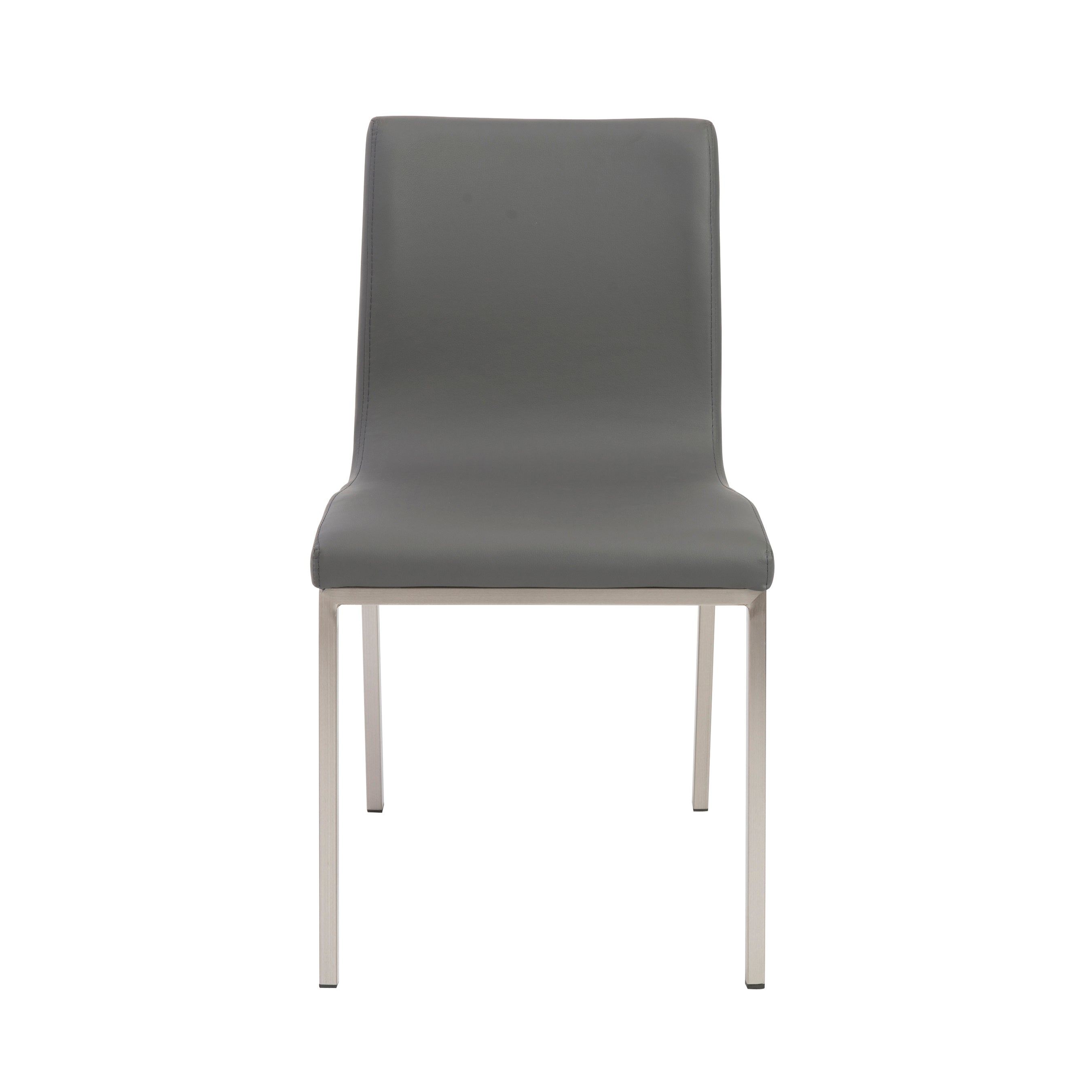 Eurostyle Scott Side Leather Chair with Stainless Steel Legs - Set of 2 Modern Dining Chairs (80960GRY) | Perfect for Kitchen, Dining Room & Office Workspace