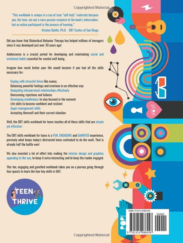 DBT Skills Workbook for Teens: Fun Guide to Manage Anxiety & Stress, Understand Emotions & Improve Communication - Teen Mental Health & Wellness Workbook for School, Home & Therapy