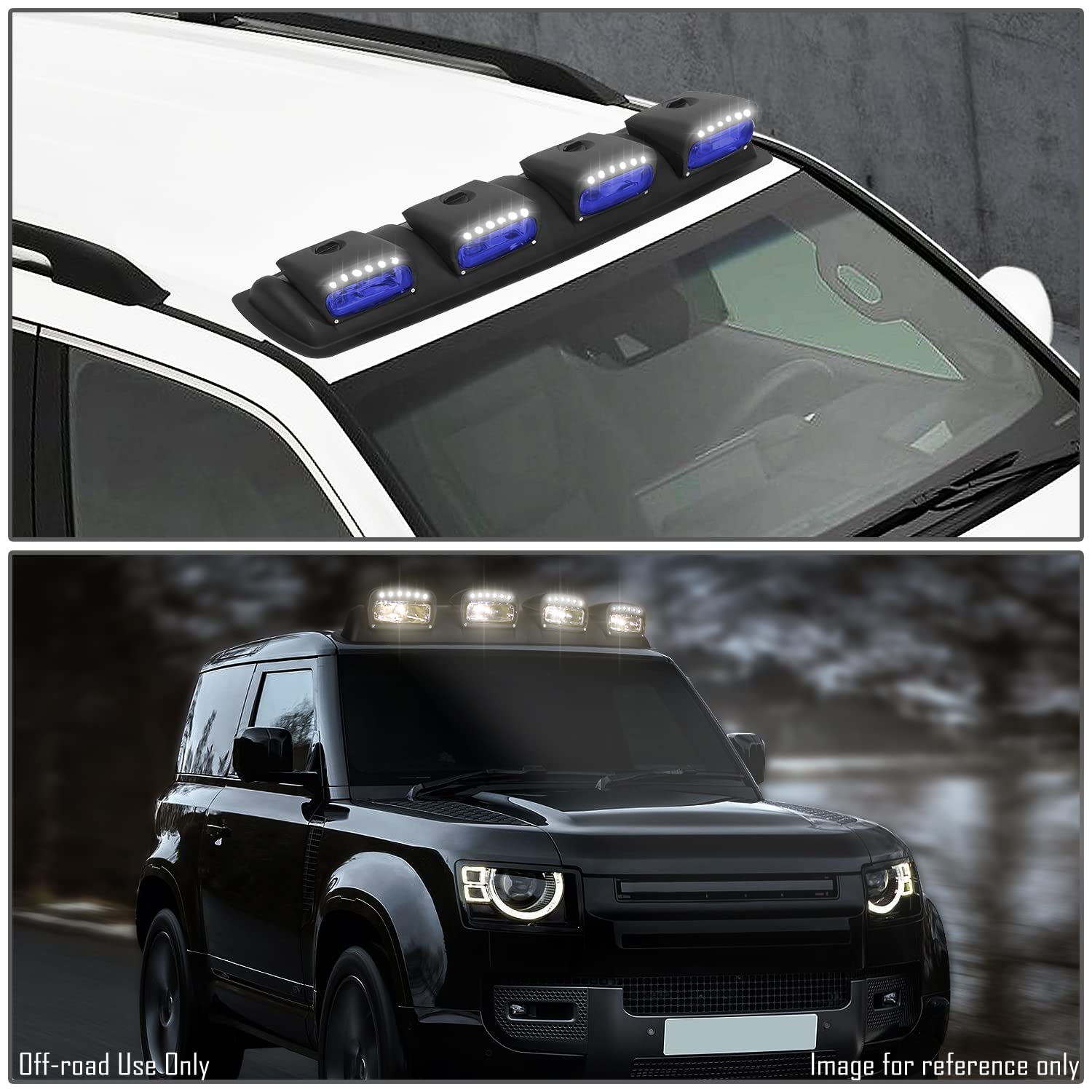 DNA MOTORING FL-ZTL-360-BL Universal Roof Mounted Fog Light Kit - Blue Lens, Adjustable Beam Angle, Wiring Harness & Interior Switch - Perfect for Off-Road Trucks, SUVs, and Adventure Vehicles