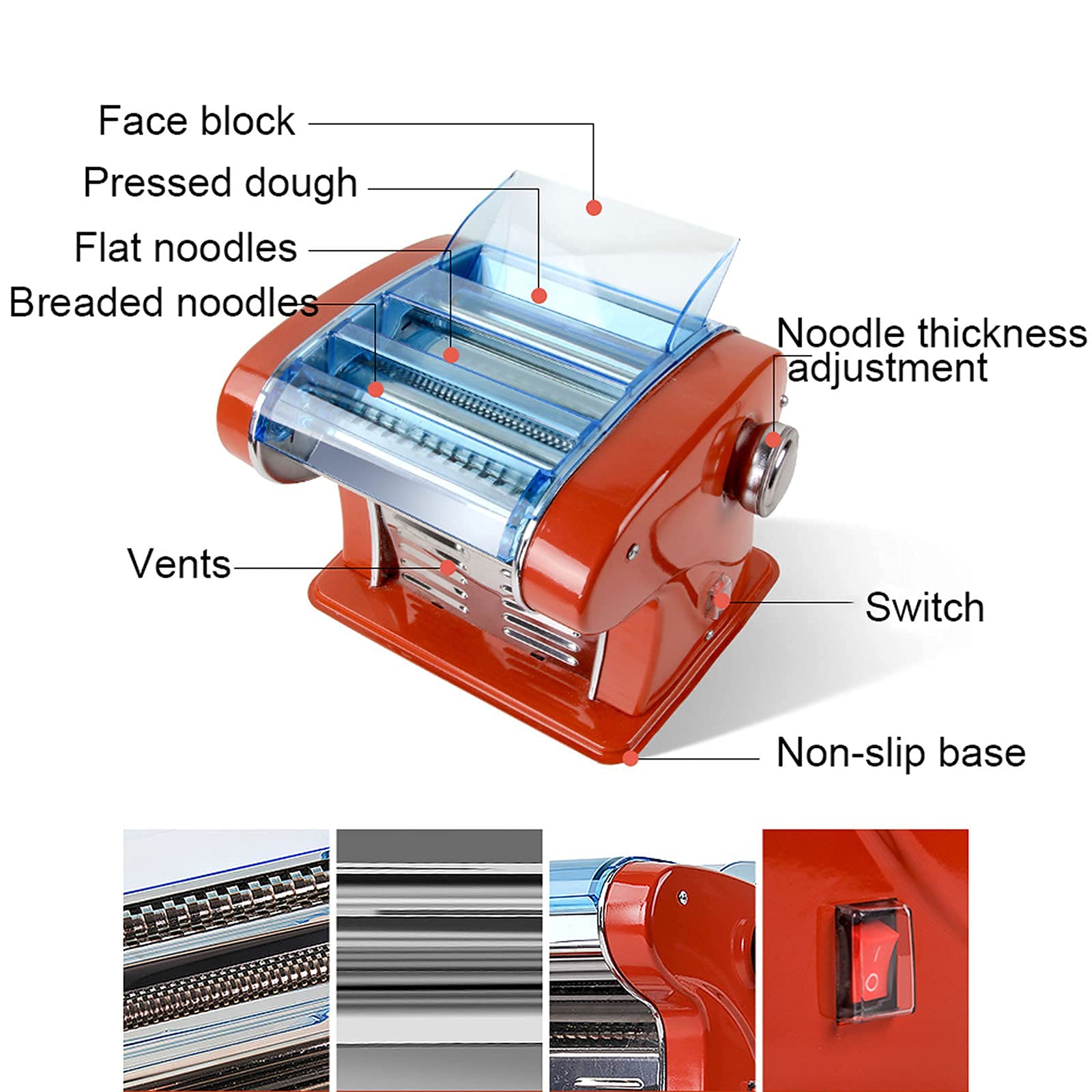 Electric Pasta Maker Machine - Stainless Steel Dough Roller & Noodle Press for Homemade Spaghetti, Ravioli, Lasagna | Perfect Kitchen Tool for Italian Cuisine Lovers | Ideal for Home Cooking, Restaurants & Gift Giving