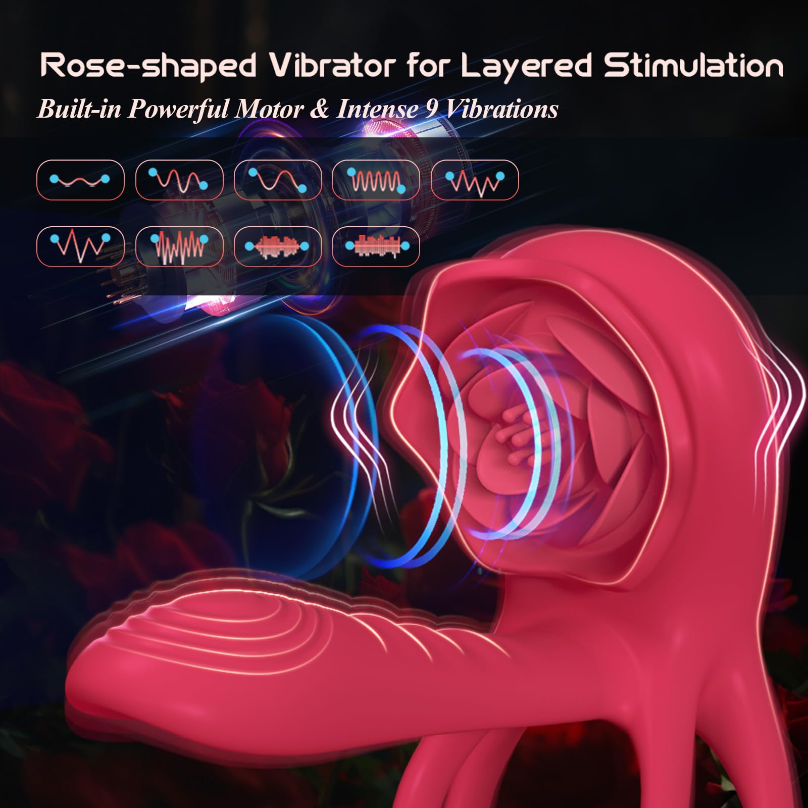 **Vibrating Cock Ring with Rose Clitoral Stimulator - Couples Sex Toy for Men & Women, G-Spot & Clitoris Vibrator - Enhance Intimacy & Pleasure in Bedroom & Romantic Nights**