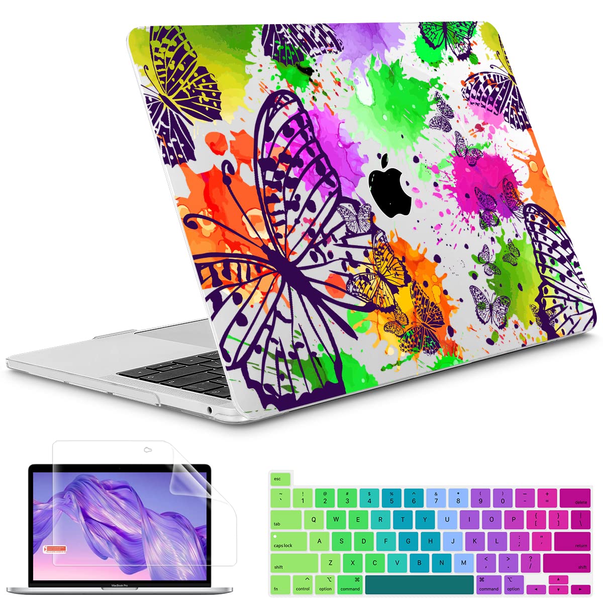Compatible with MacBook Pro 13 Inch M2 Case 2022 Release - Protective Shell Cover for 2020 2021 M1 A2338 A2289 A2251 Models - Fits Touch Bar, Touch ID & Retina Display - Colorful Butterfly Design - Perfect for Work, Travel & School Use