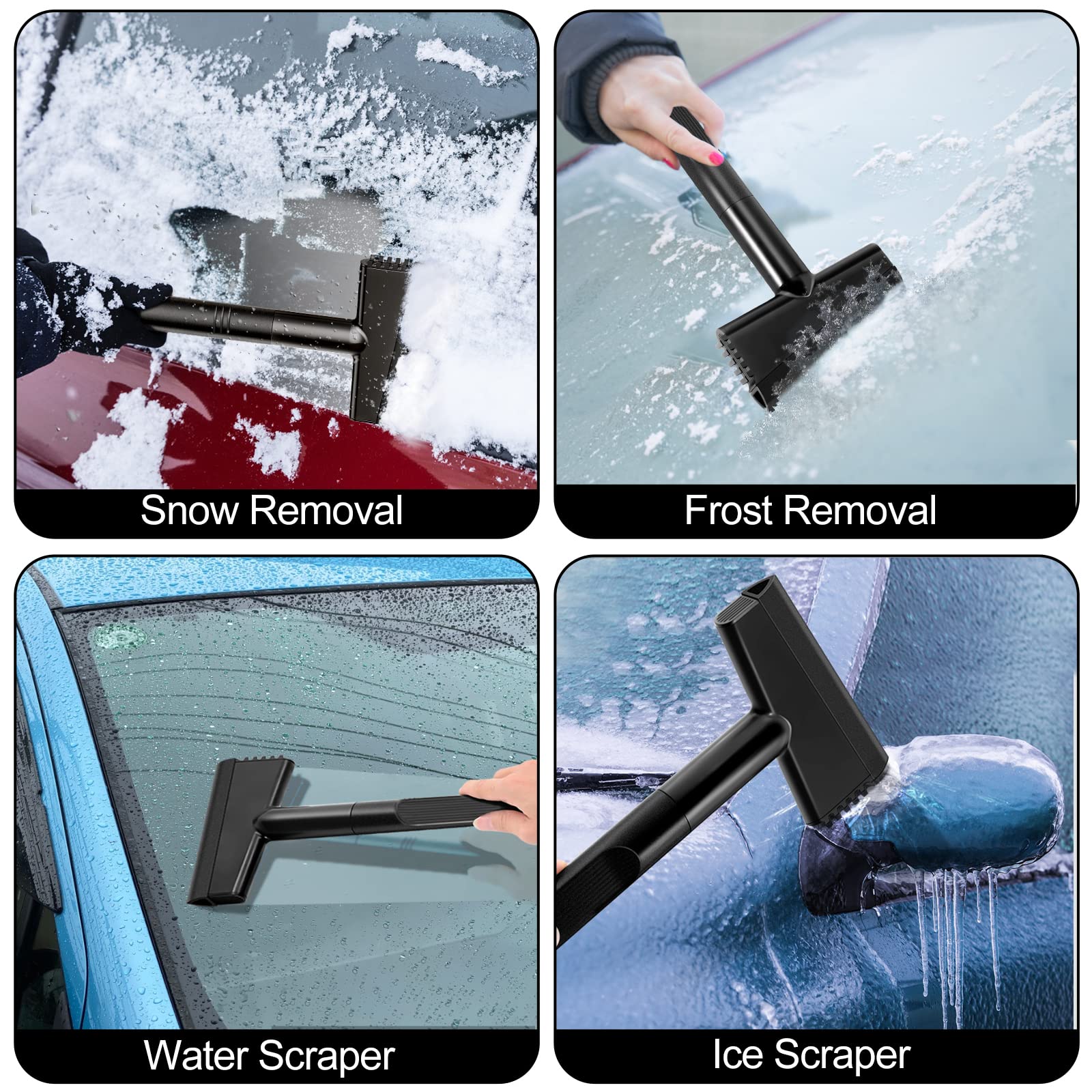 Premium 2-Pack Car Windshield Ice Scraper - Heavy Duty Snow & Frost Removal Tool with Ergonomic Handle | Winter Car Accessories for Snowy Weather & Emergency Roadside Use