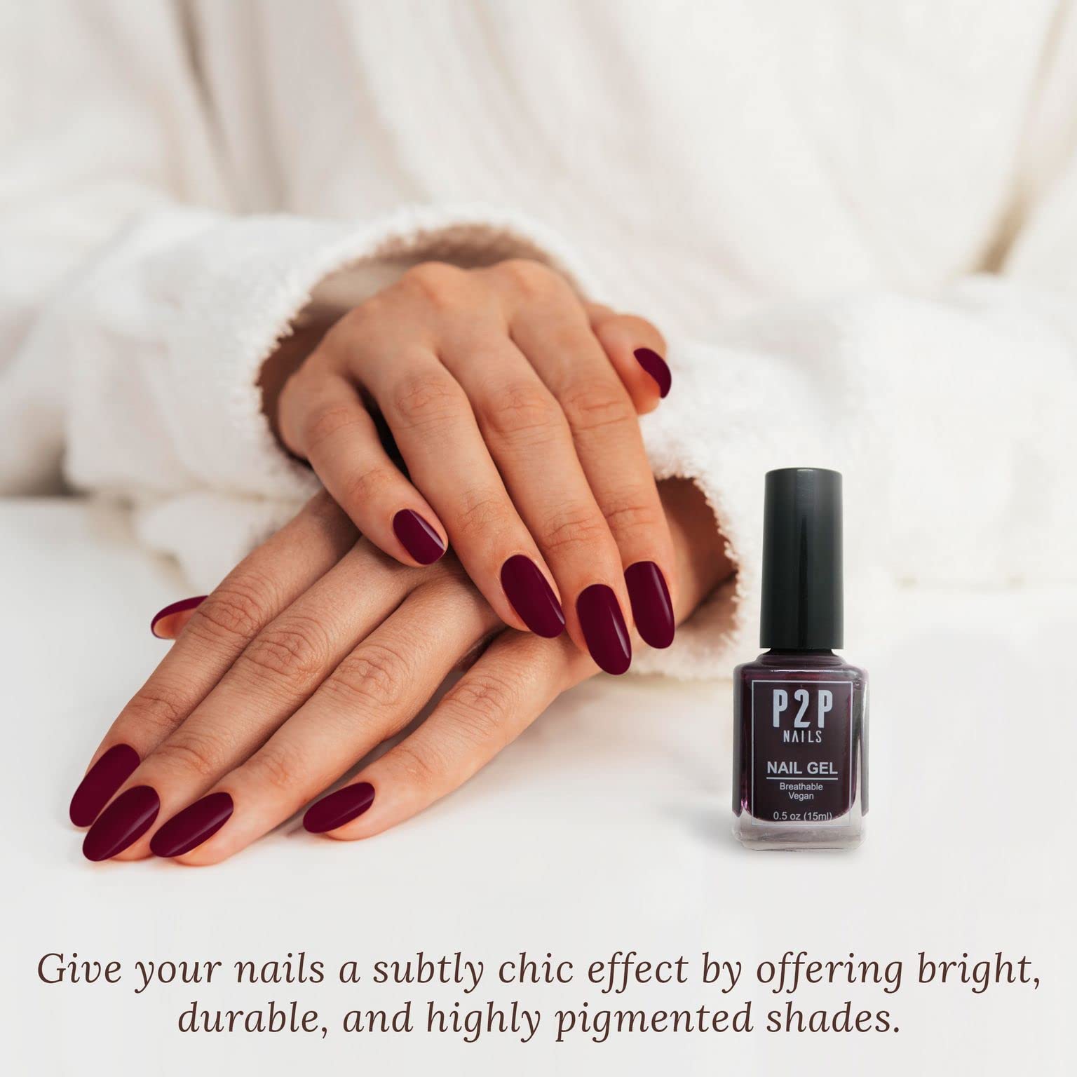 Vegan Burgundy Nail Gel Polish - Quick Dry Long Lasting Nail Art Gel with Smooth Texture - Cruelty Free Nail Polish in Vibrant Colors for Women (Bloody Sunday) - Perfect for Salon, Home Manicures & Special Occasions
