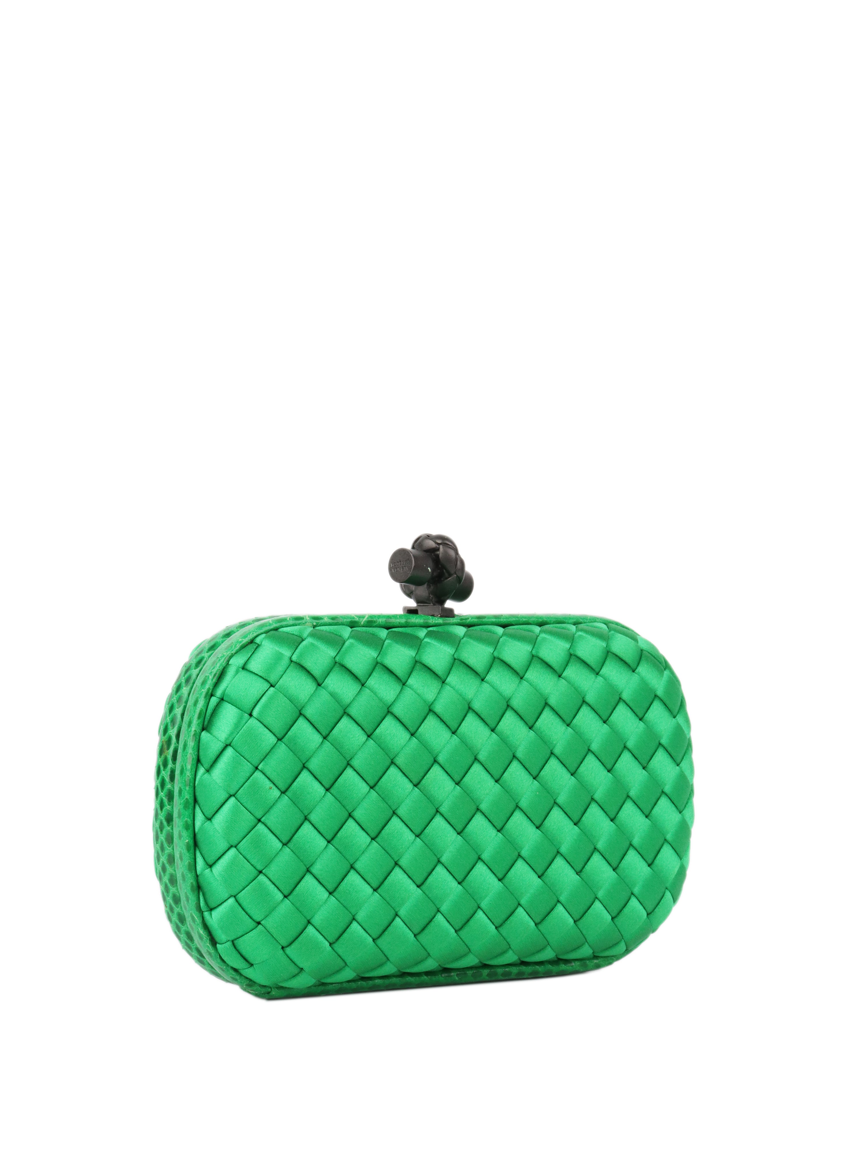 Bottega Veneta Green Intrecciato Leather Clutch Bag for Women | Luxury Designer Handbag for Evening Parties, Weddings & Special Occasions