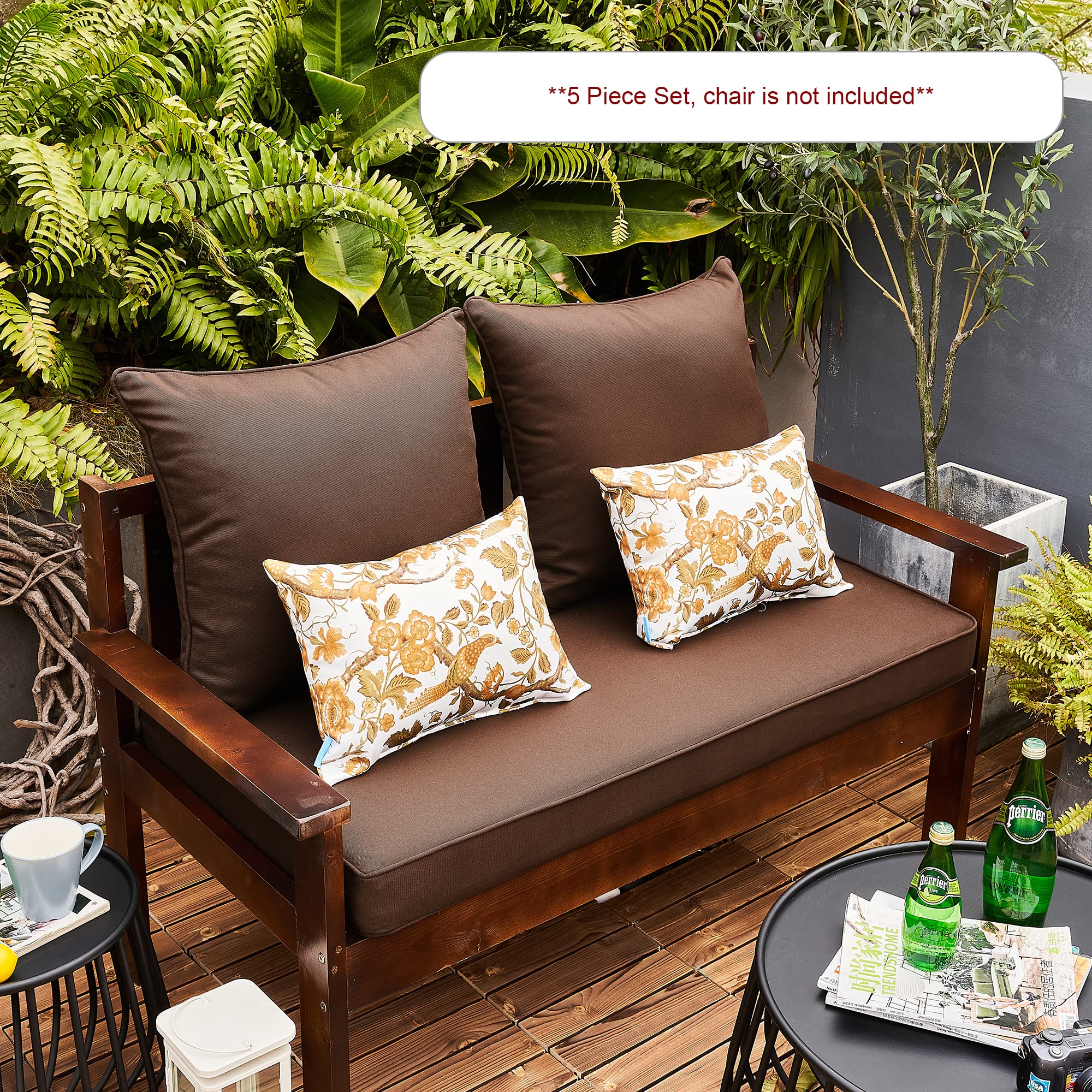 **ARTPLAN All-Weather Deep Seating Loveseat Cushions Set of 5 – Waterproof Outdoor Patio Furniture Cushions for Sofa, Chair, and Lounge – Perfect for Backyard, Deck, Poolside, and Garden Relaxation**