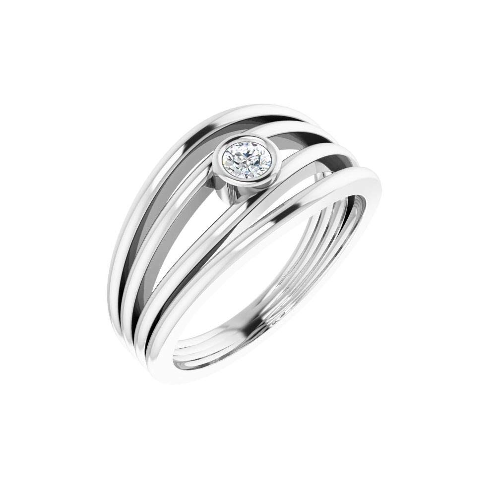 925 Sterling Silver 1/8 Cttw Diamond Ring Band - 0.13 Cttw, 10.4mm Width - Elegant Wedding Band, Anniversary Gift, Promise Ring for Women & Men