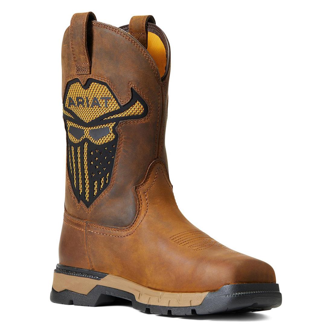 Rebar Flex VentTEK Incognito Soft Toe Western Boot - Dark Earth Work Boots for Men | Comfortable & Durable for Construction, Ranch Work & Outdoor Activities