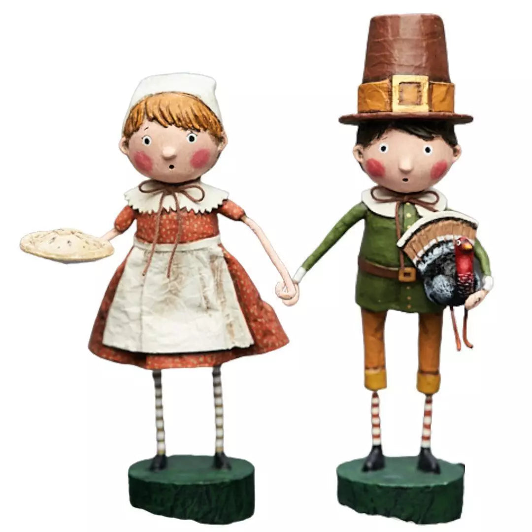 Thanksgiving Lori Mitchell Figurines - Set of 2 Fall Decorations for Table Centerpiece, Mantel Display & Holiday Home Decor