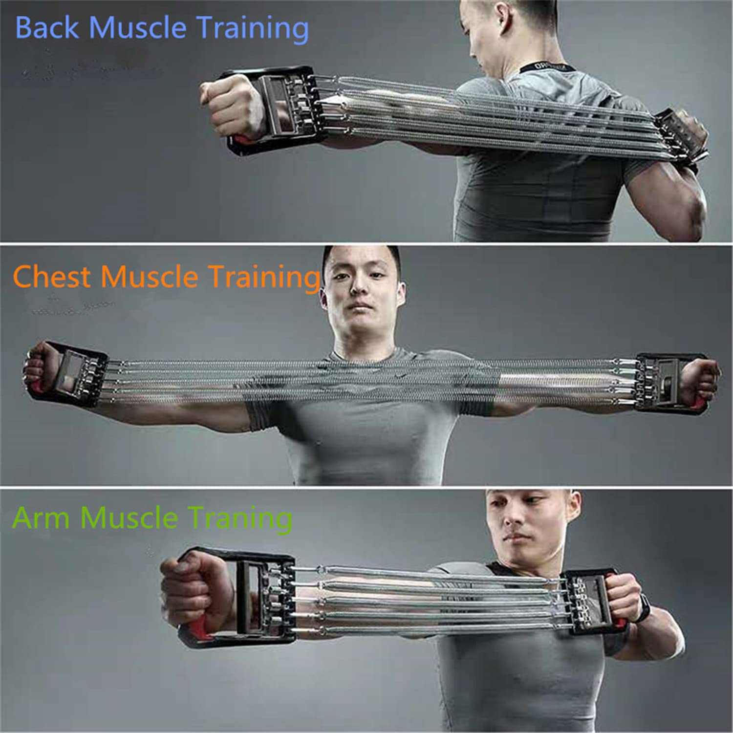 Adjustable Chest Expander with 5 Resistance Springs - Arm Pull Bar & Hand Gripper for Home Gym Strength Training | Perfect for Muscle Building, Physical Therapy & Full Body Workouts (Red)