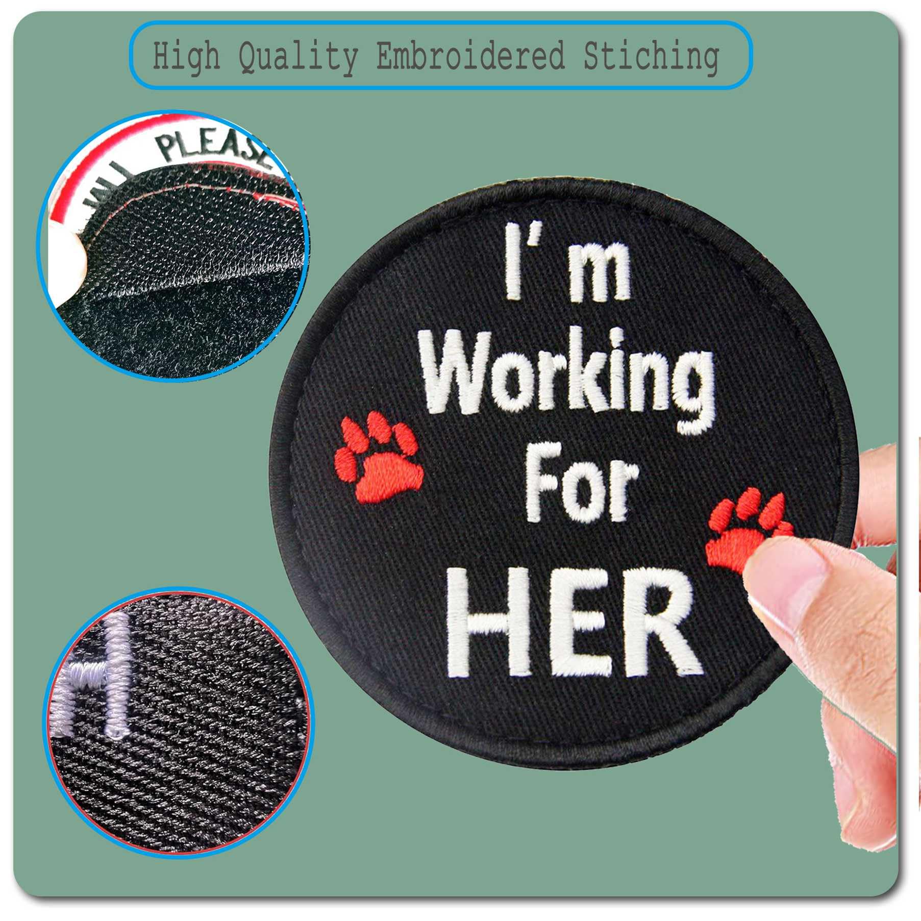 Service Dog Embroidered Patch - Hook & Loop Embroidered Emblem for Tactical Vests, Collars & Harnesses | Durable Working Dog Identification Badge for Training, Public Access & Service Animal Recognition