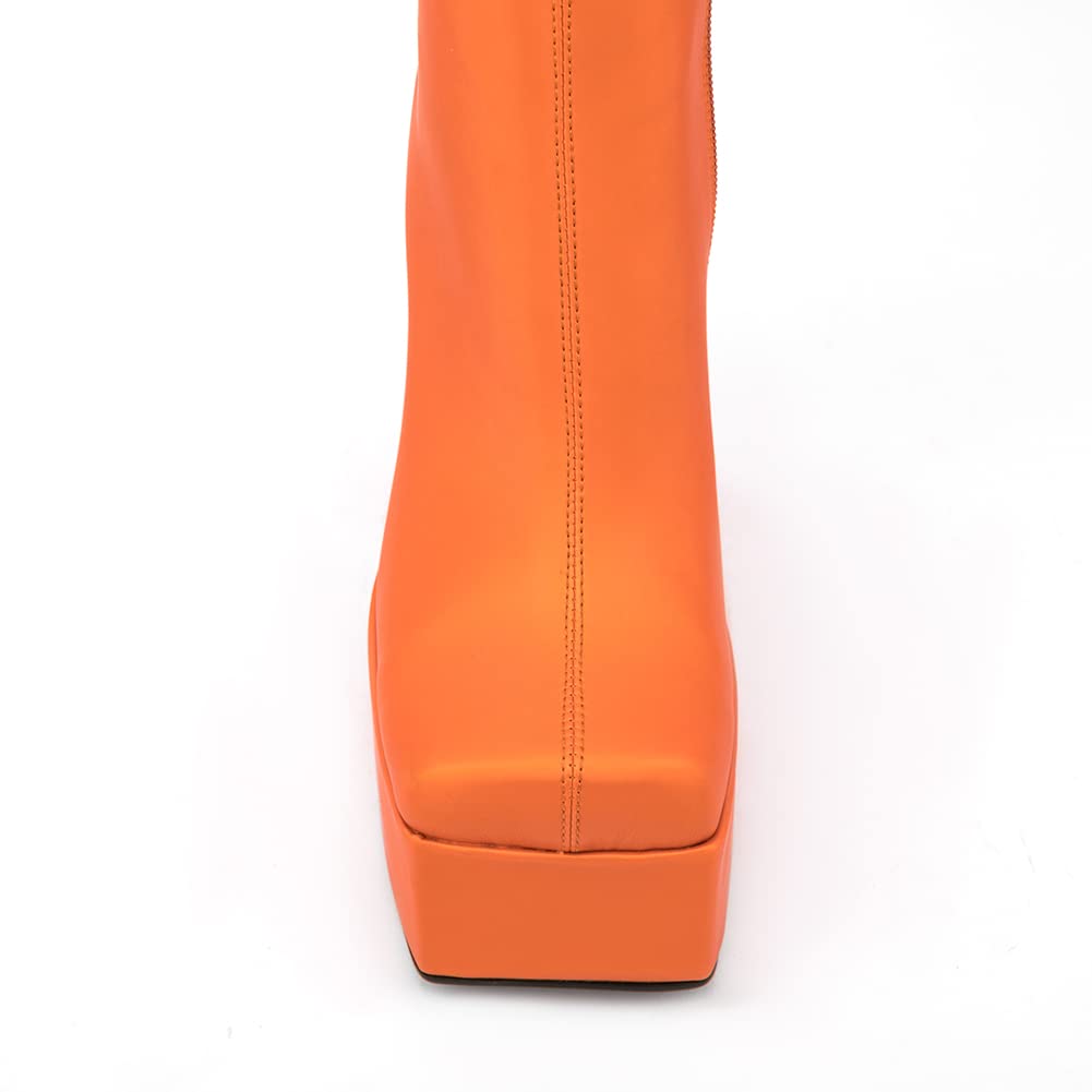 Women's Chunky Heel Platform Boots with Square Toe - Stylish & Comfortable for Fall/Winter Fashion, Parties, and Night Out