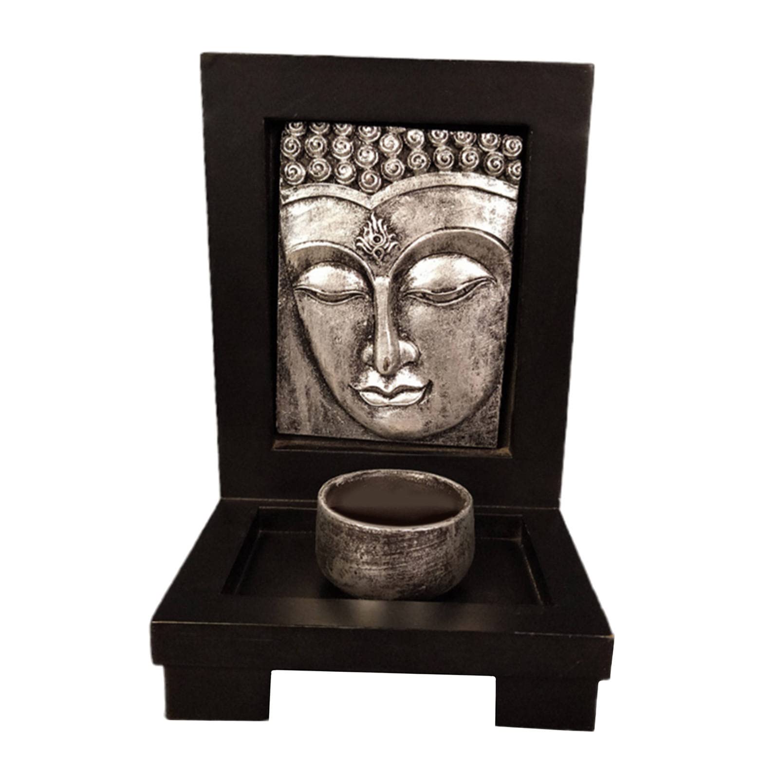 Elegant Silver Buddha Candle Holder for Home Decor & Meditation - Perfect for Yoga Studios, Spa Relaxation & Zen Interior Design