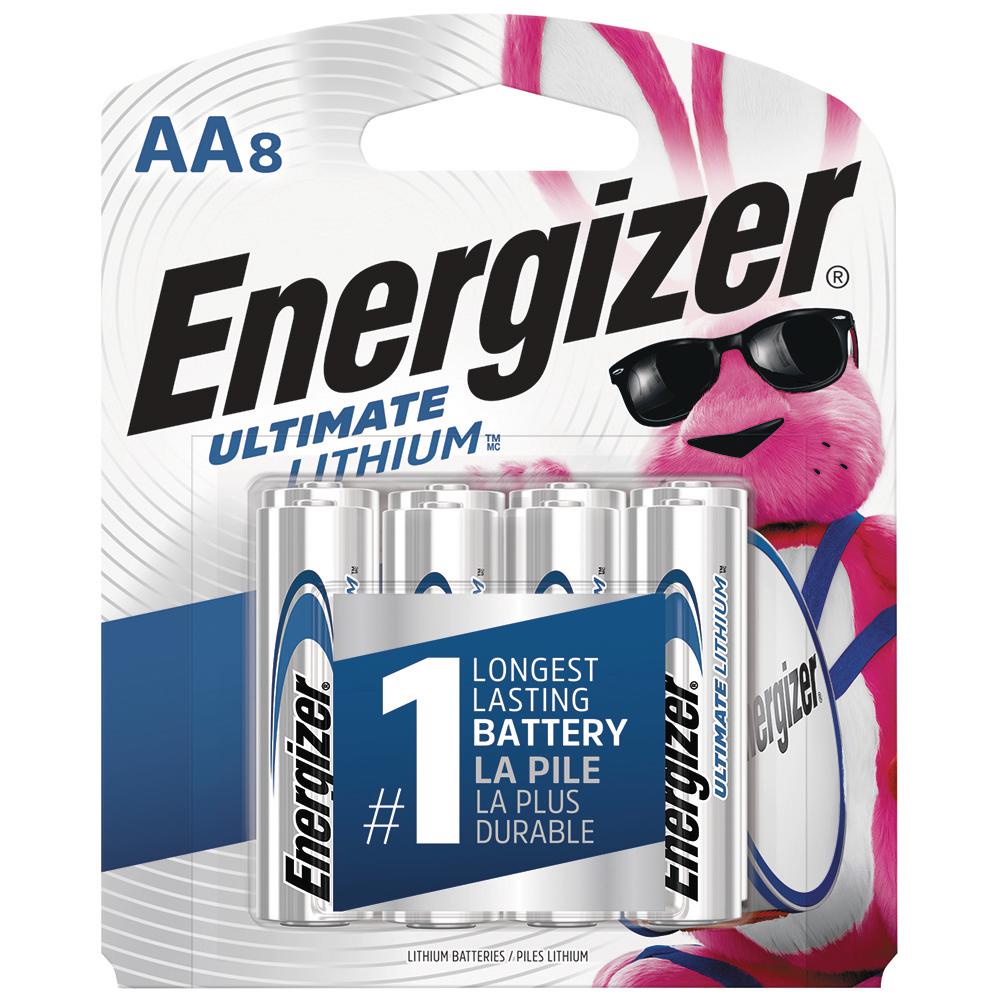 Energizer Ultimate Lithium AA Batteries 8-Pack - Long-Lasting Power for Digital Cameras, Flashlights & Electronics