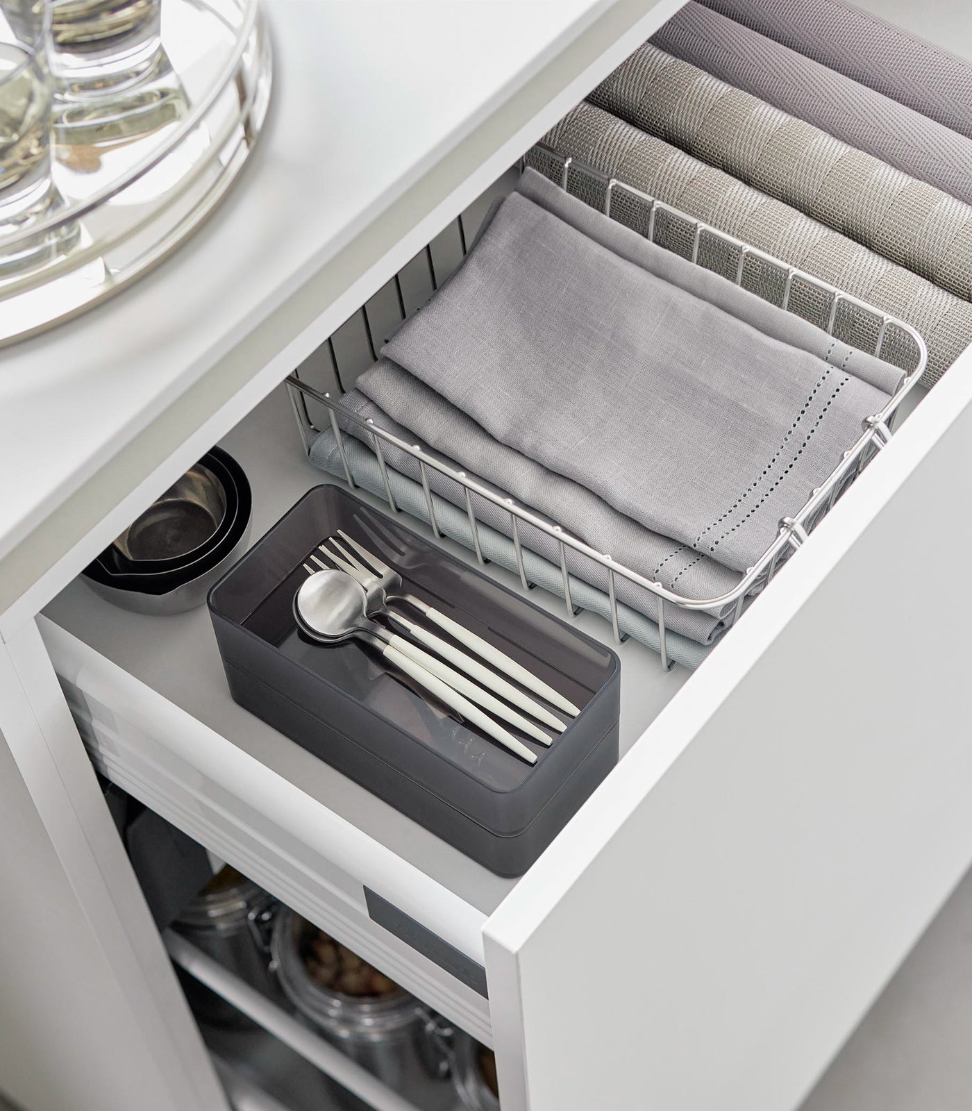 Stackable Clear Plastic Organizer Bins [Set of 2] - 4 Sizes for Home, Office & Closet Storage | Space-Saving Organization Solution for Shelves, Cabinets & Drawers